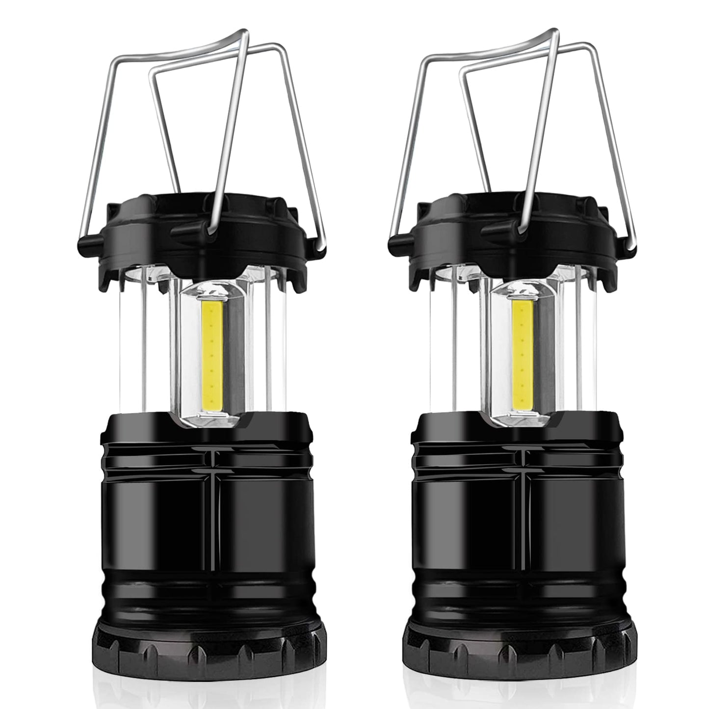 Twin Camping Lights/Lanterns, Battery Operated Portable LED with Foldable Hook