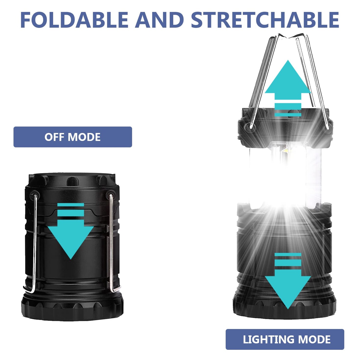 Twin Camping Lights/Lanterns, Battery Operated Portable LED with Foldable Hook