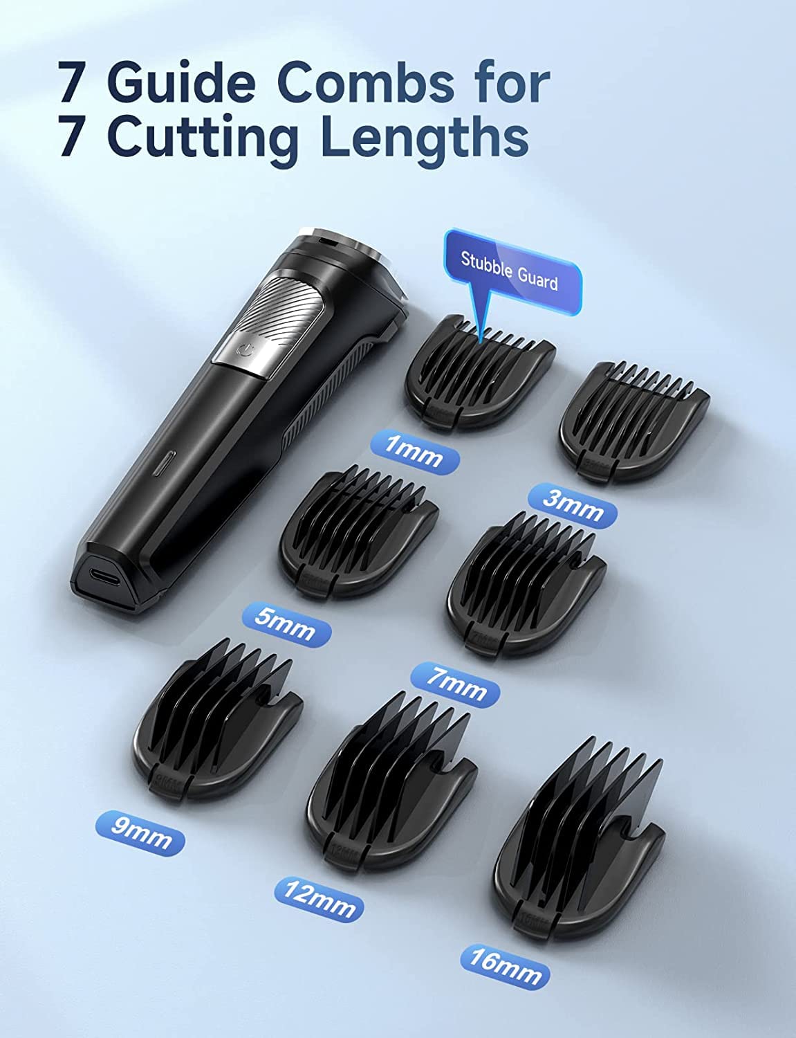 9 in 1 Mens Hair Trimmers, Cordless Rechargeable Hair Clippers with 7 Limit Combs, Stainless Steel Blades, 100% Waterproof Extra Long Life