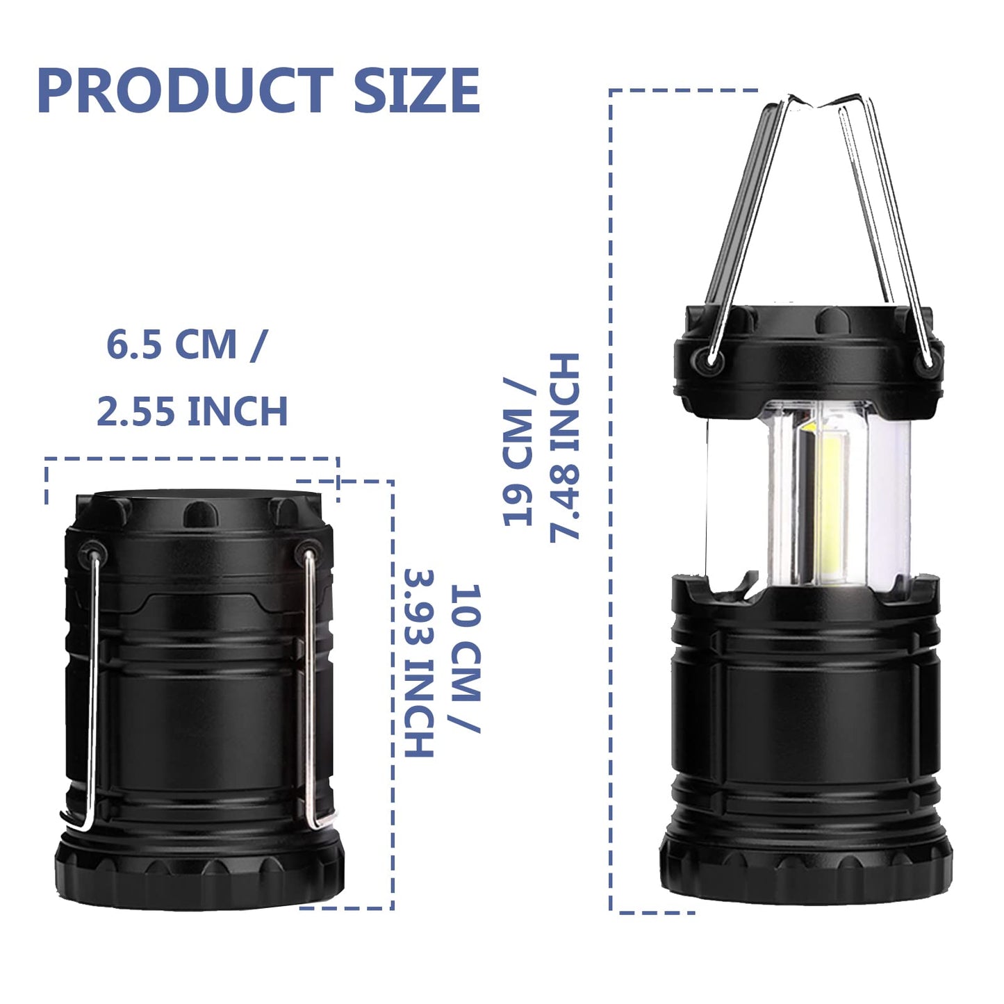 Twin Camping Lights/Lanterns, Battery Operated Portable LED with Foldable Hook