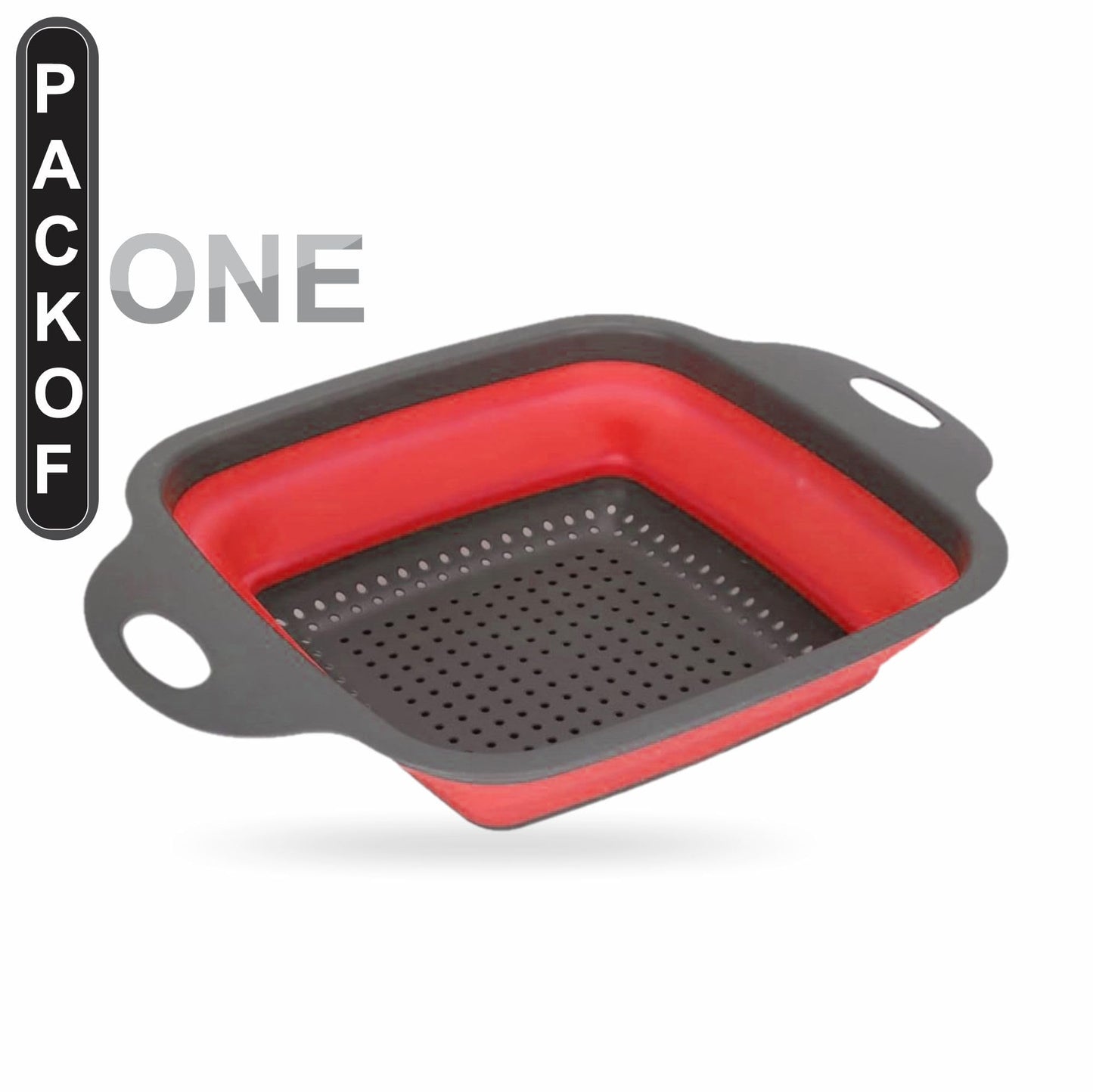 Collapsible Colander Foldable Basket with Handle Square Food Strainer Drain Storage Basket for Draining Pasta Fruits Vegetables (1Pc)