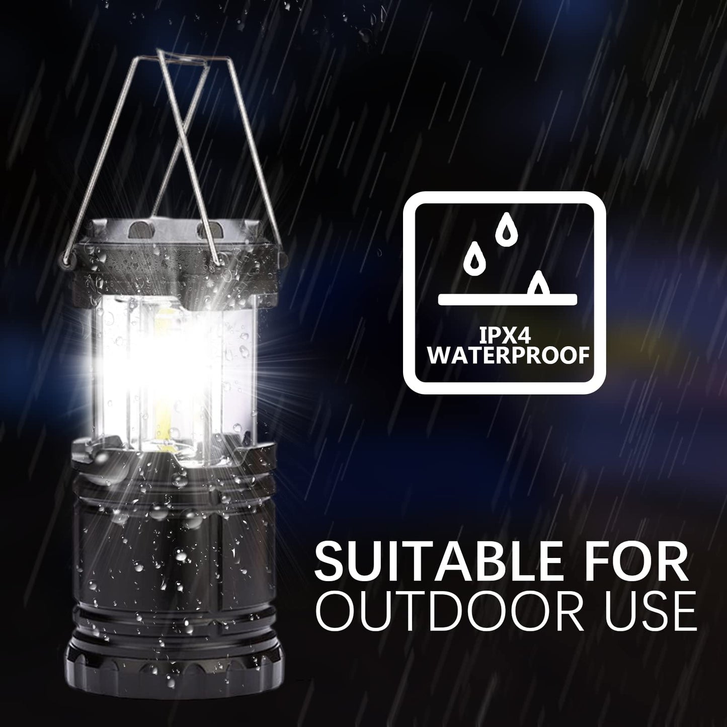 Twin Camping Lights/Lanterns, Battery Operated Portable LED with Foldable Hook