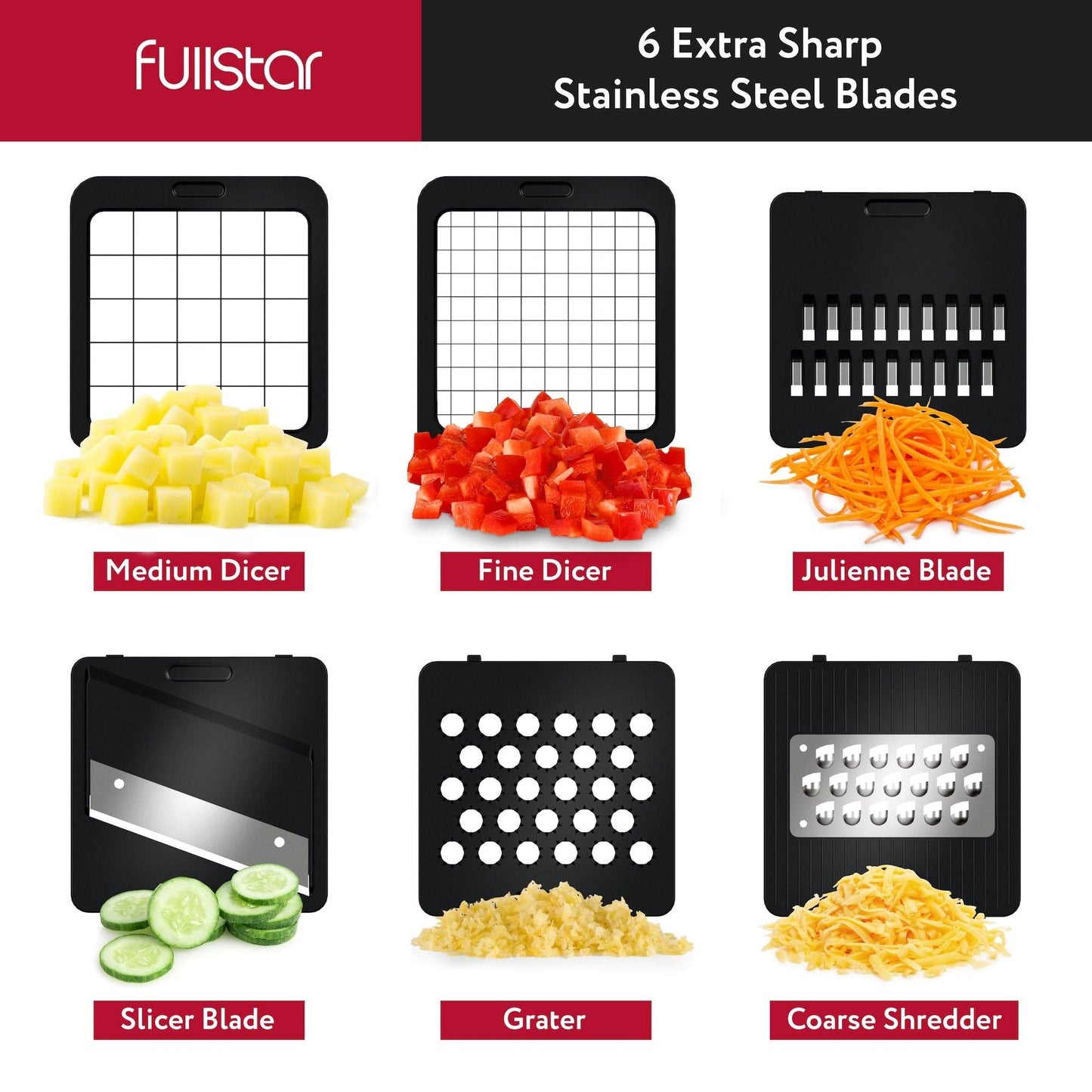 Vegetable Chopper Cutter Mandoline Slicer Cheese Grater - Food Onion Salad Veggie Chopper with Container - French Fry Potato Dicer Slicer Cutter - Kitchen Tools Gadgets (6-in-1 Compact White)