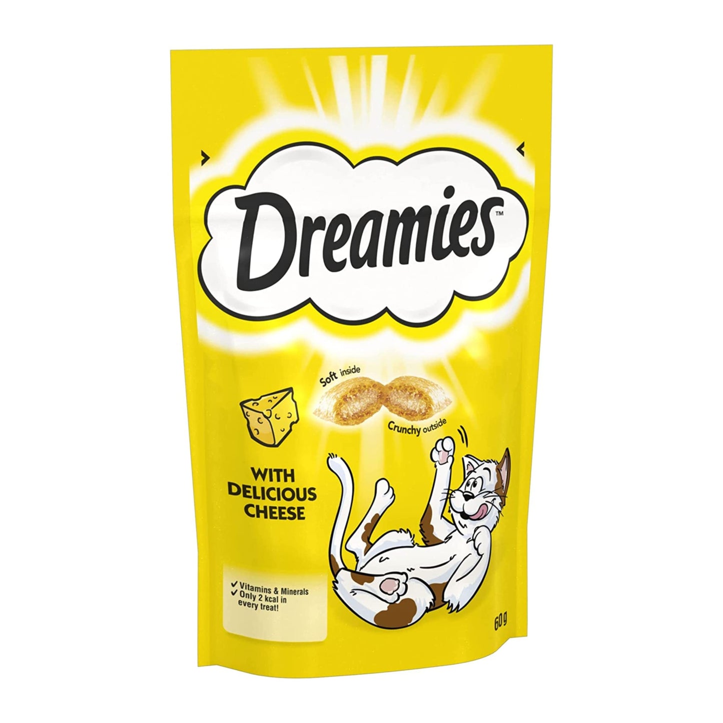 Dreamies Cat Treats Bundle of Tasty Snacks with Scrumptious Chicken, Cheese & Catnip Flavours | Cat Biscuits | Cat Treats for Indoor | Kitten Treats | No Artificial Colours | 60g