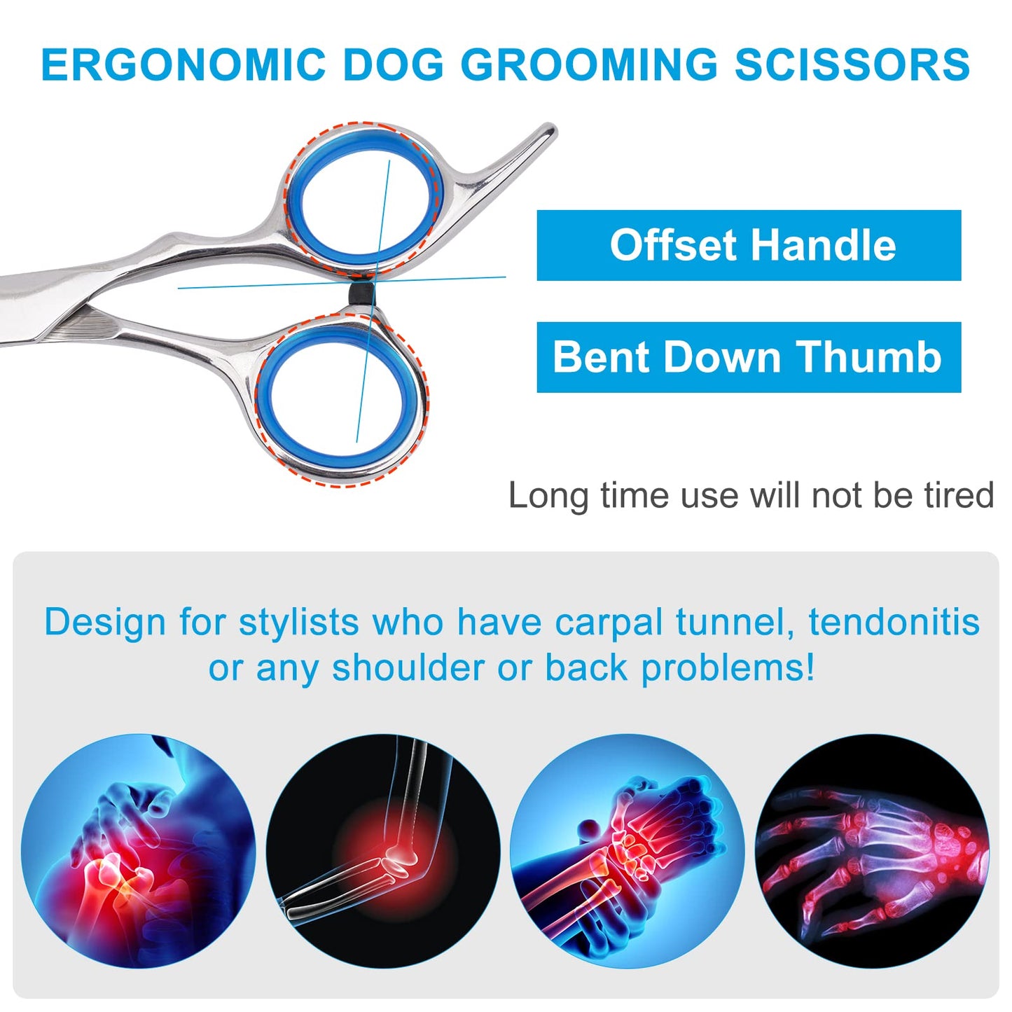 Pet Grooming Scissors with Safety Round Tip, Curved Grooming Shears Scissors, Stainless Steel Pet Grooming Tools (Silver Down Curved Scissor)