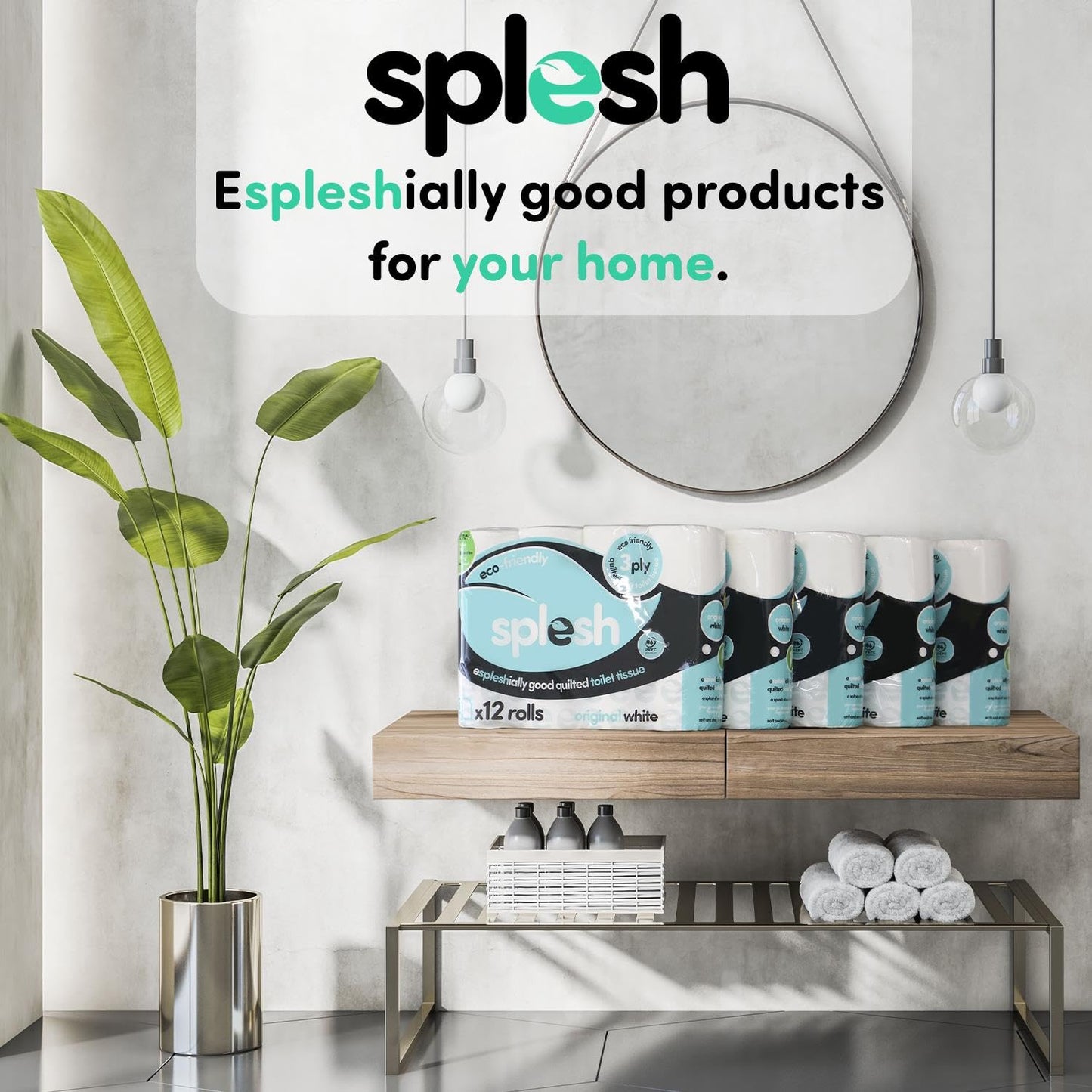 Splesh by Cusheen 3-ply Toilet Roll - Unscented (72 Pack) Soft, Quilted Bulk Toilet Rolls, Eco-Friendly Toilet Paper Sustainably Crafted in The UK
