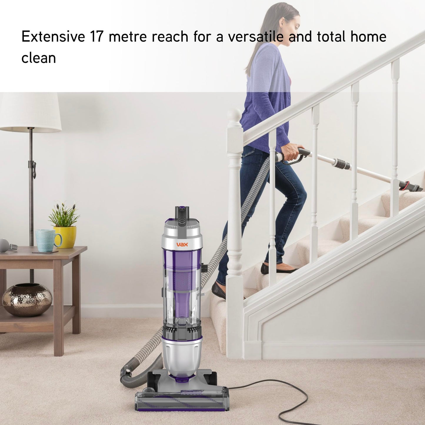 Vax Air Stretch Pet Max Vacuum Cleaner | Pet Tool | Over 17m Reach | No Loss of Suction*| Lightweight - U85-AS-Pme, Purple