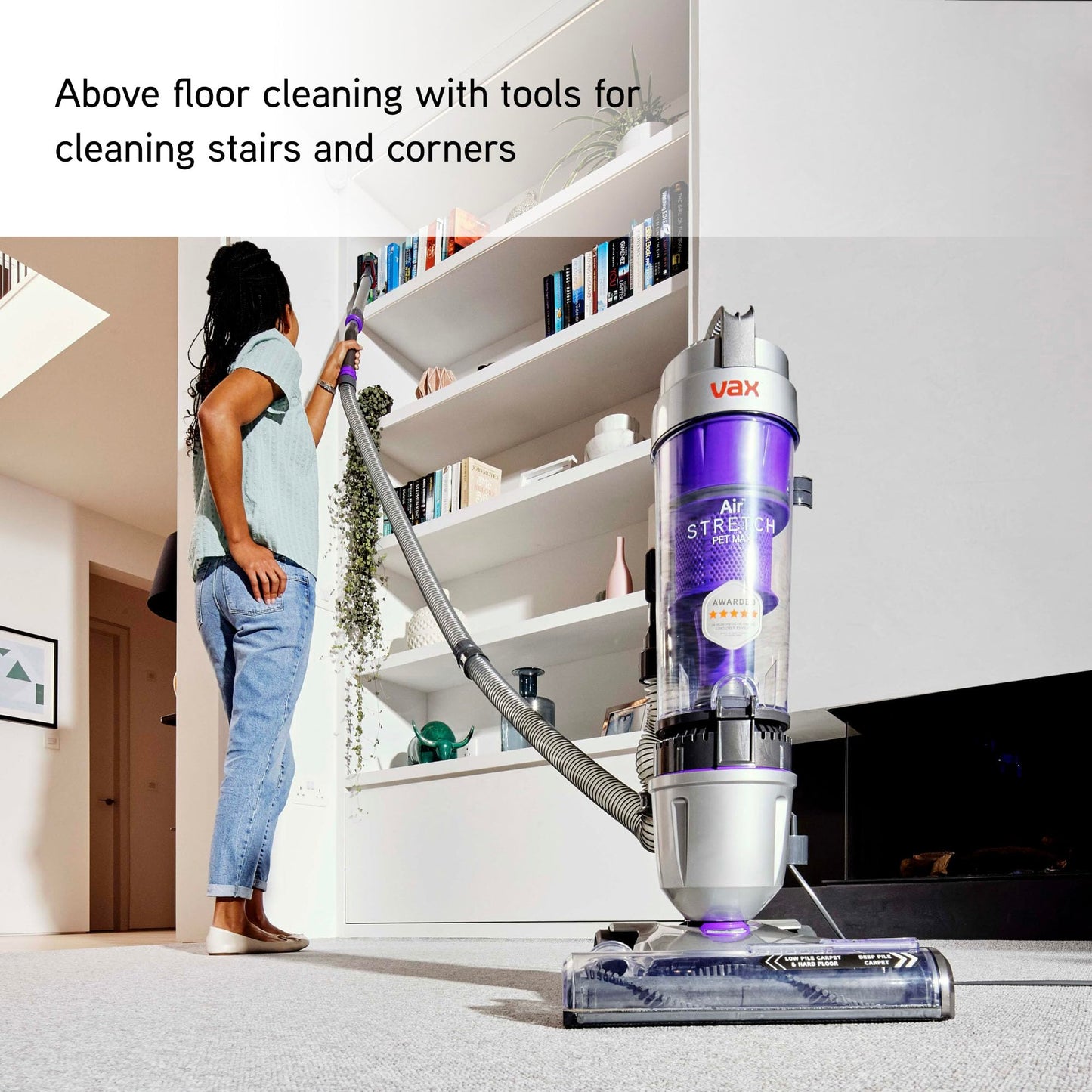 Vax Air Stretch Pet Max Vacuum Cleaner | Pet Tool | Over 17m Reach | No Loss of Suction*| Lightweight - U85-AS-Pme, Purple