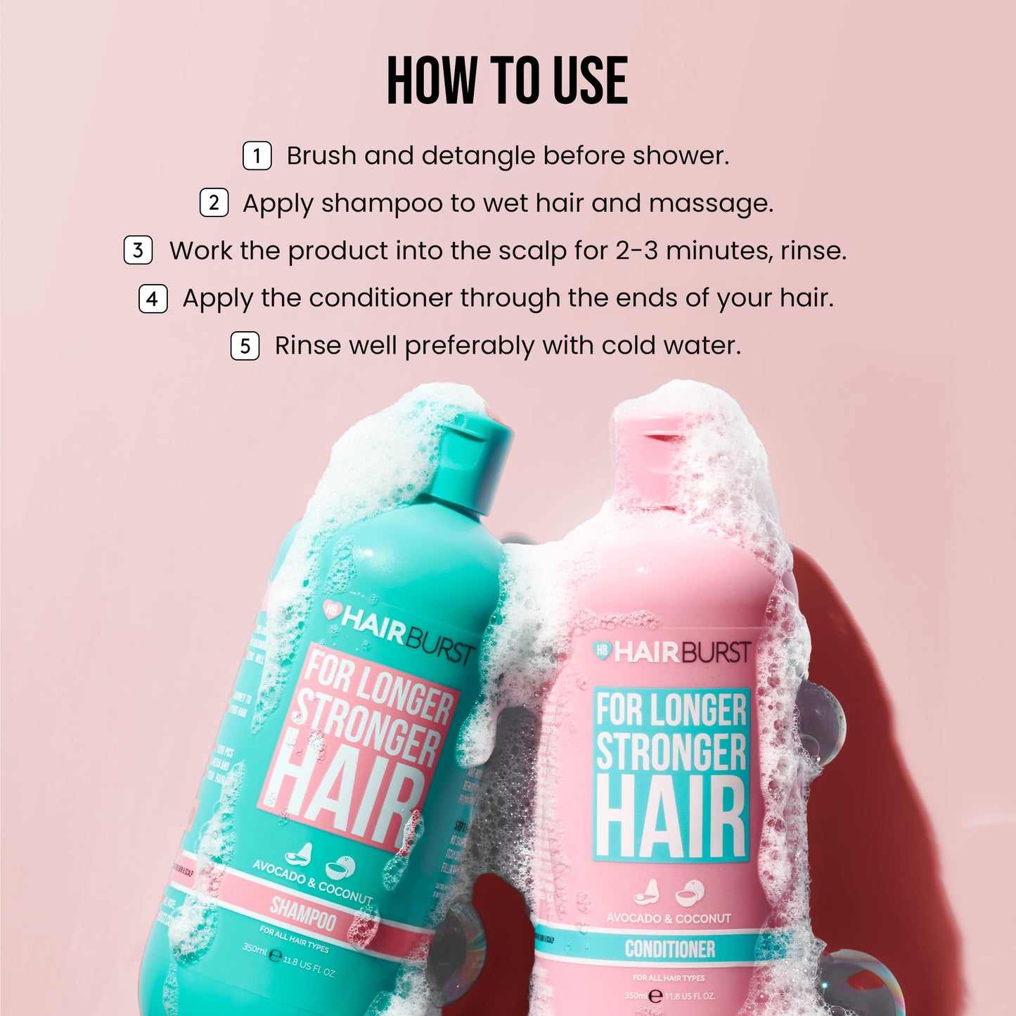 HAIR BURST Shampoo and Conditioner Set — SLS Free Hair Growth and Thickening Treatment, Coconut and Avocado Scent