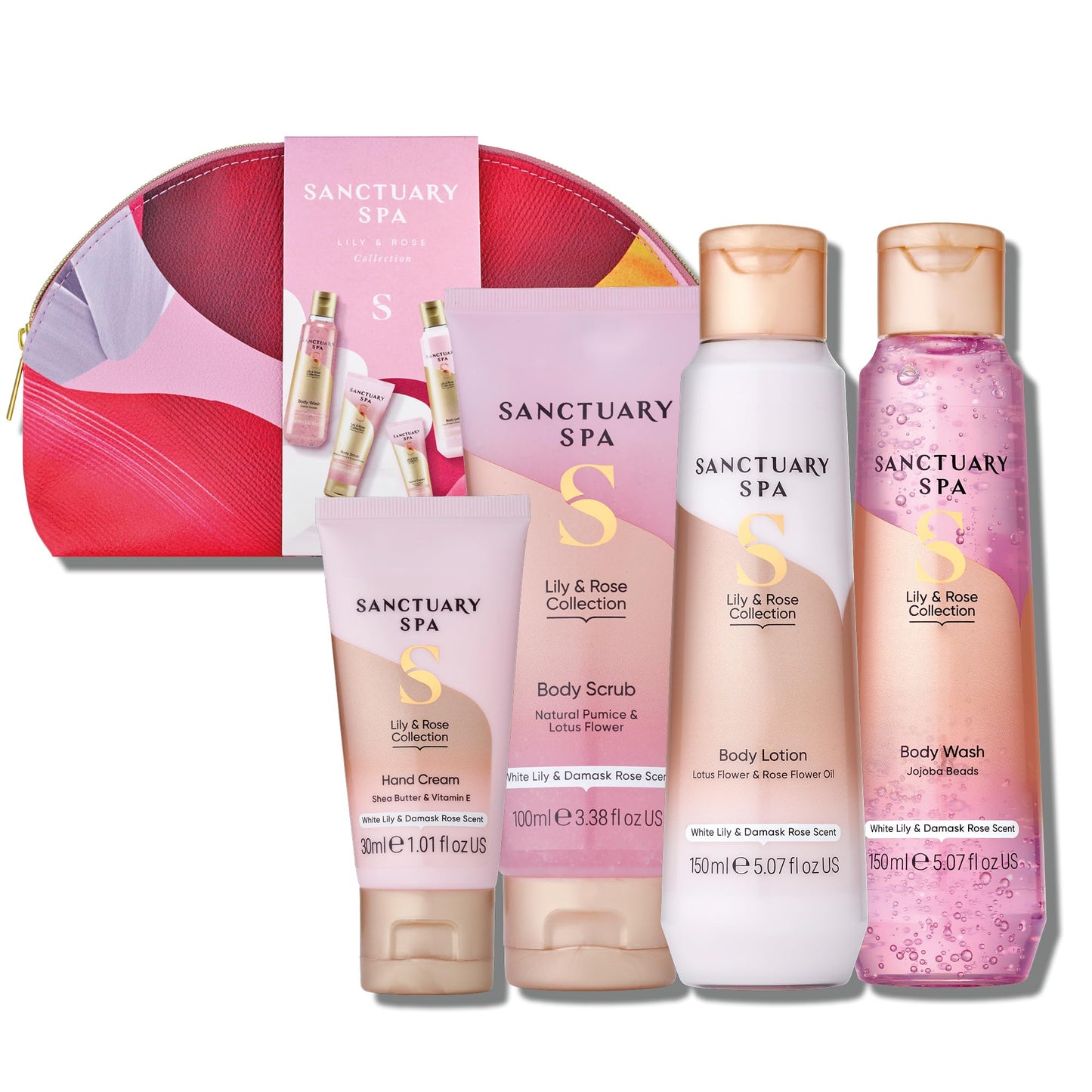 Sanctuary Spa Lily and Rose Collection Gift Set, Vegan, for Women, Birthday, Body and Bath Set