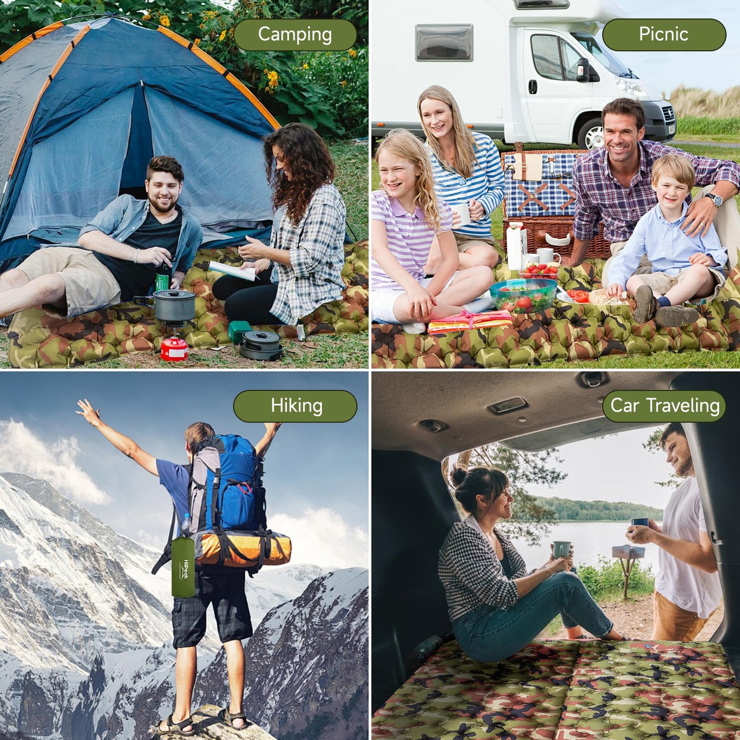 HiiPeak Sleeping Pad - Ultralight Inflatable Sleeping Mat with Built-in Foot Pump, Compact Waterproof Camping Air Mattress for Camping, Backpacking, Hiking, Tent Trap Traveling