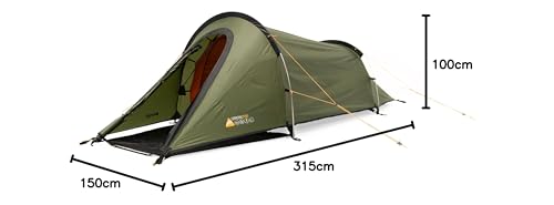 Vango Orion 200 2 Man Tunnel Tent [Amazon Exclusive], 5000mm HH with Alloy Poles, Lightweight, Camping, Climbing, Backpacking, Trekking, Pine