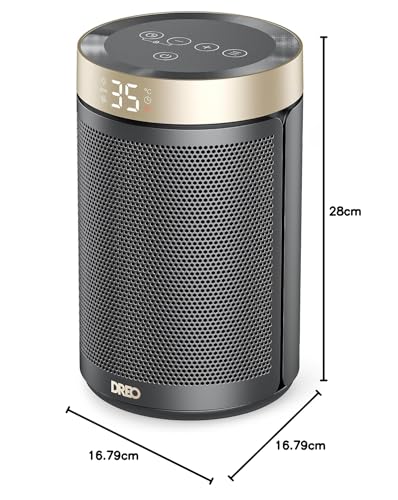 1500W Electric Heater, Energy Efficient Portable Ceramic, Thermostat 3 Modes 12H Timer, Overheat & Tip Over Protection, for Bedroom, Atom 316, Gold