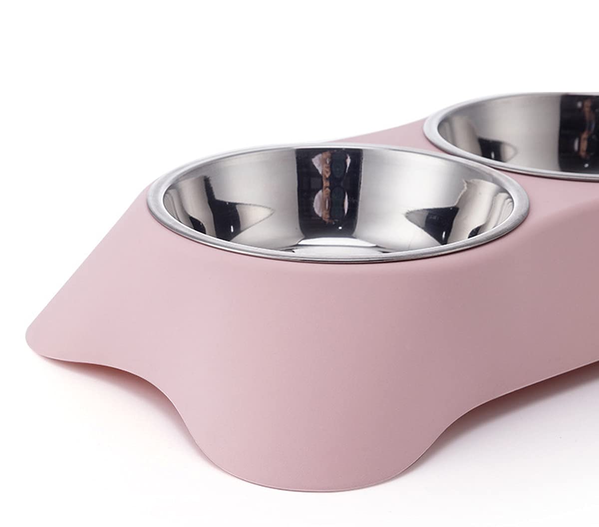 Fuwok Double Dog Bowl,Non Slip Non-spill Stainless Steel Double Bowl with 1 Pet Food Spoop For Small Dogs and Cats (S, Green)