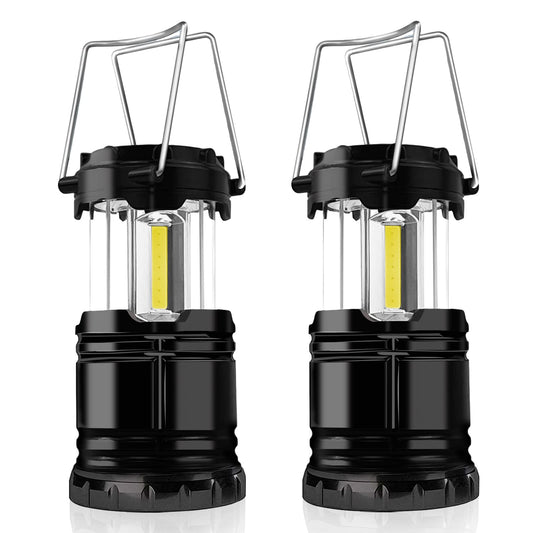 Twin Camping Lights/Lanterns, Battery Operated Portable LED with Foldable Hook