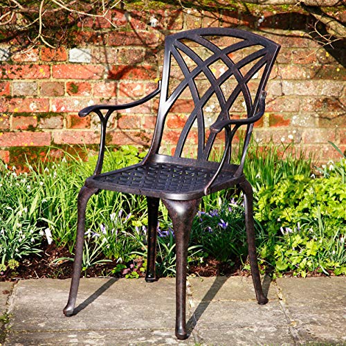 Lazy Susan Anna 4 Seater Round Garden Table, Maintenance Free, Weatherproof, Sand Cast Aluminium, Antique Bronze Finish, April Chairs, No Cushions