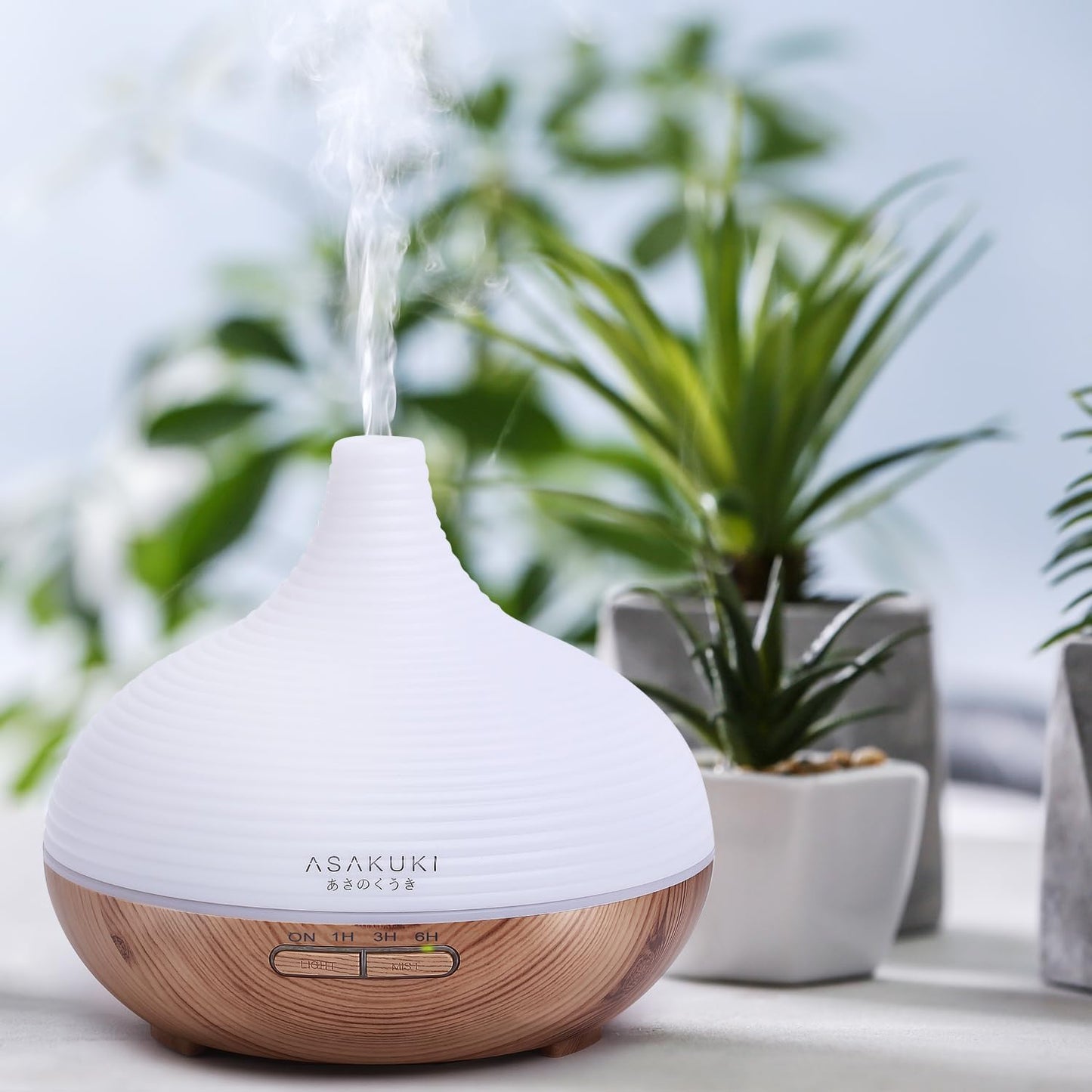 ASAKUKI Essential Oil Diffusers, 300ML 5 in 1 Ultrasonic Aromatherapy Fragrant Oil Humidifier Vaporizer with Auto Shut Off, 4 Timing Set, 7 LED Lights for Home Office Sleep
