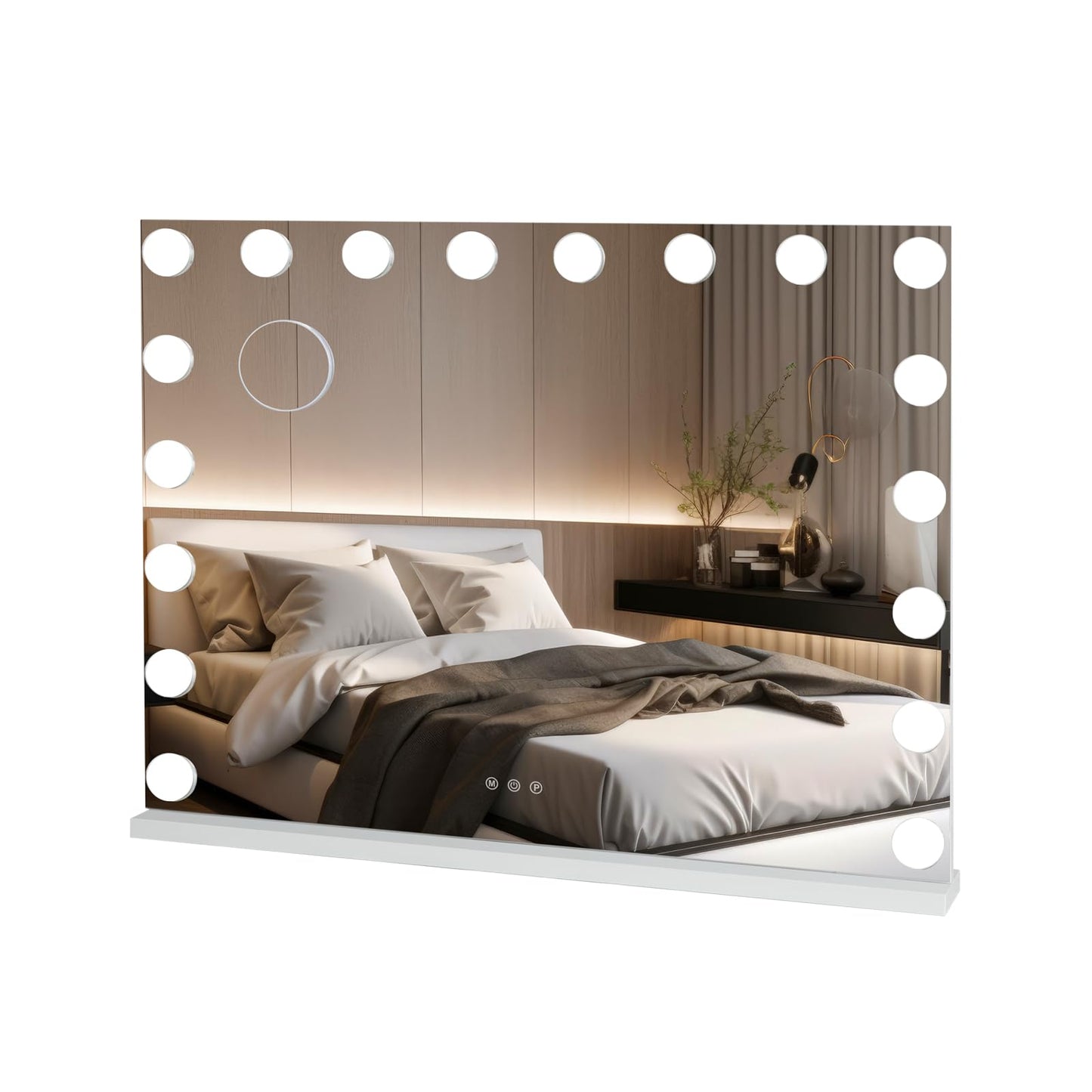 YOURLITE Hollywood Vanity Mirror with Lights, 80×62cm Lighted Makeup Mirror with 18 Dimmable Led Bulbs, 3 Lighting Modes, Touch Screen Control, Tabletop and Wall Mounted for Bedroom