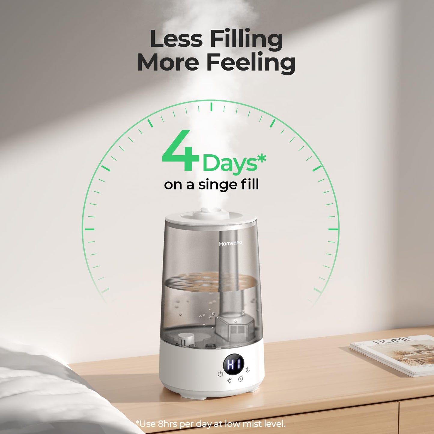 Humidifier, 3.6L Cool Mist 360° Rotatable 34H Last, Night Light Auto Mode, Quiet 16dB Humidifiers for Baby, Essential Oil Diffuser