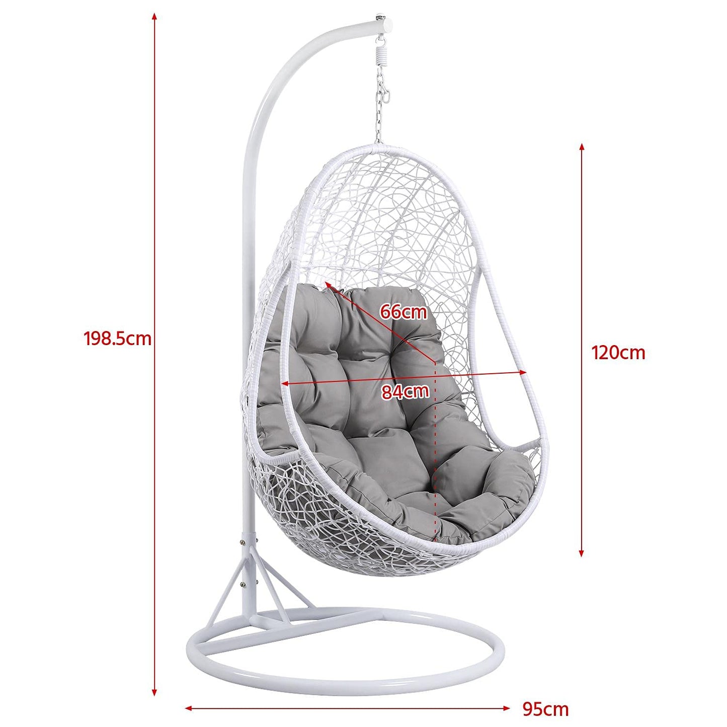 Yaheetech Hammock Chair Rattan Swing Chair, Hammock Chair Garden Swing Chair Patio Hanging Chair Indoor/Outdoor with Soft Cushion Armrest Design White