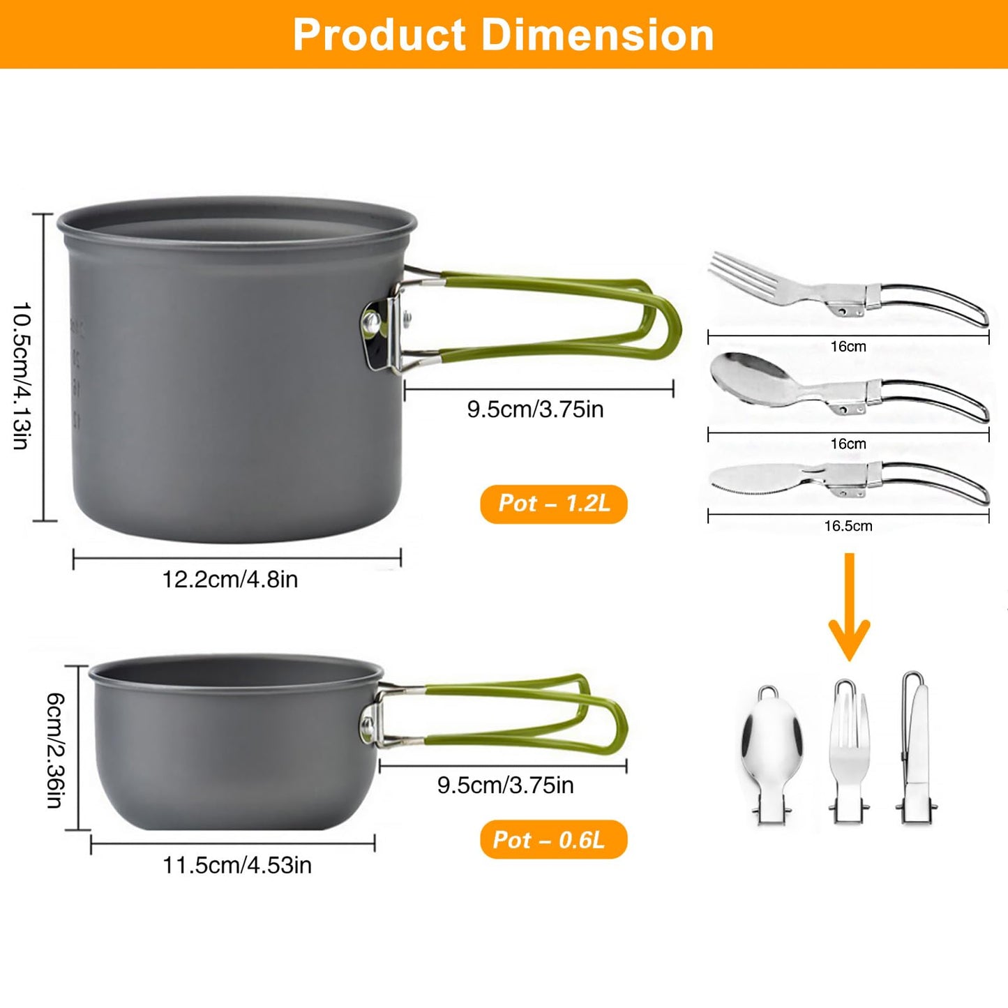 Camping Cookware Mess Kit Backpacking Pot Gear Camping Cooking Pots and Pans Set Camp Kitchen Equipment Accessories Green One Size