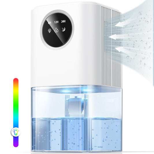 1800ML Dehumidifier, Portable Ultra Quiet Auto Shut Off & Timer Dehumidifiers for Drying Clothes, Bedroom, Bathroom, Wardrobe, Caravan RV Room