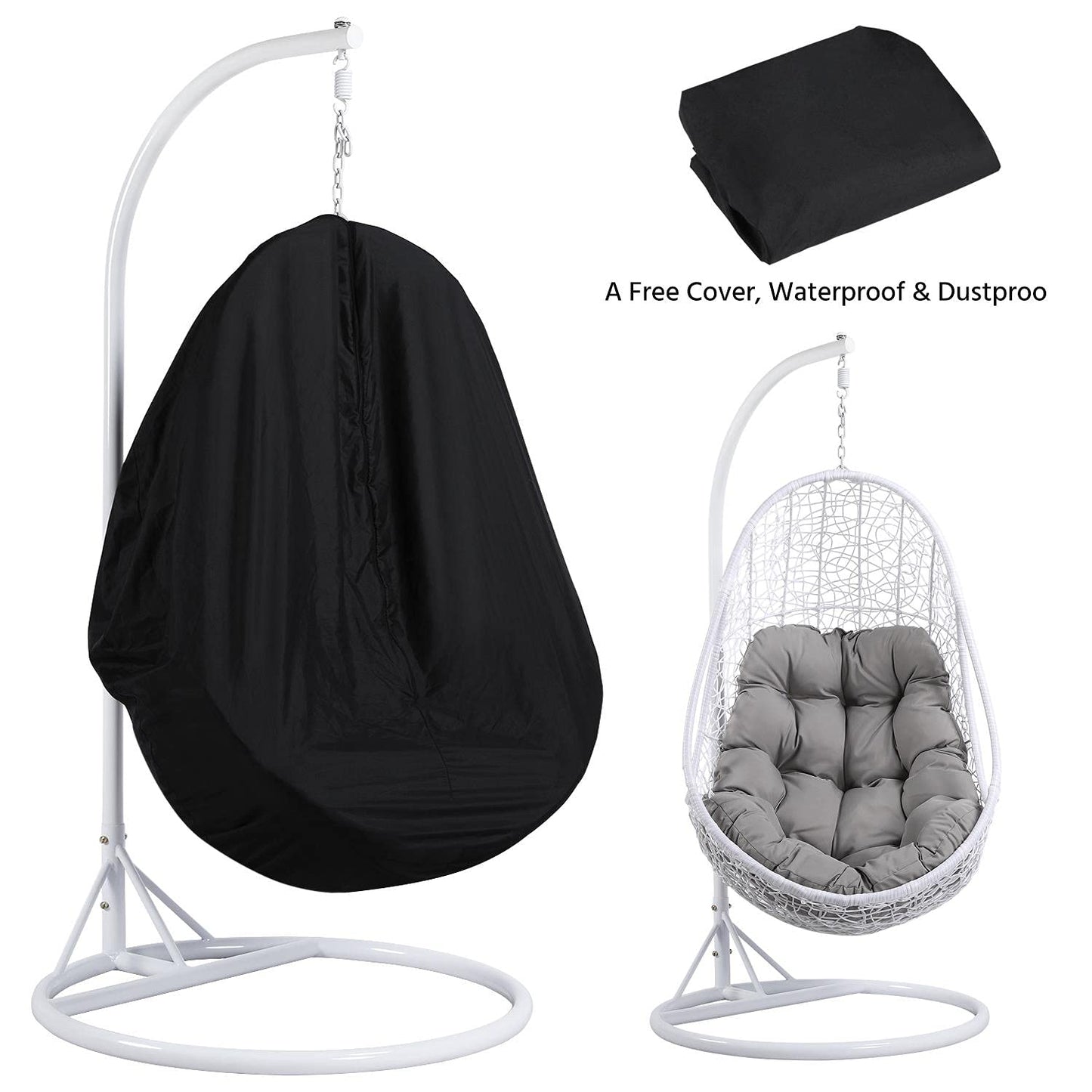 Yaheetech Hammock Chair Rattan Swing Chair, Hammock Chair Garden Swing Chair Patio Hanging Chair Indoor/Outdoor with Soft Cushion Armrest Design White