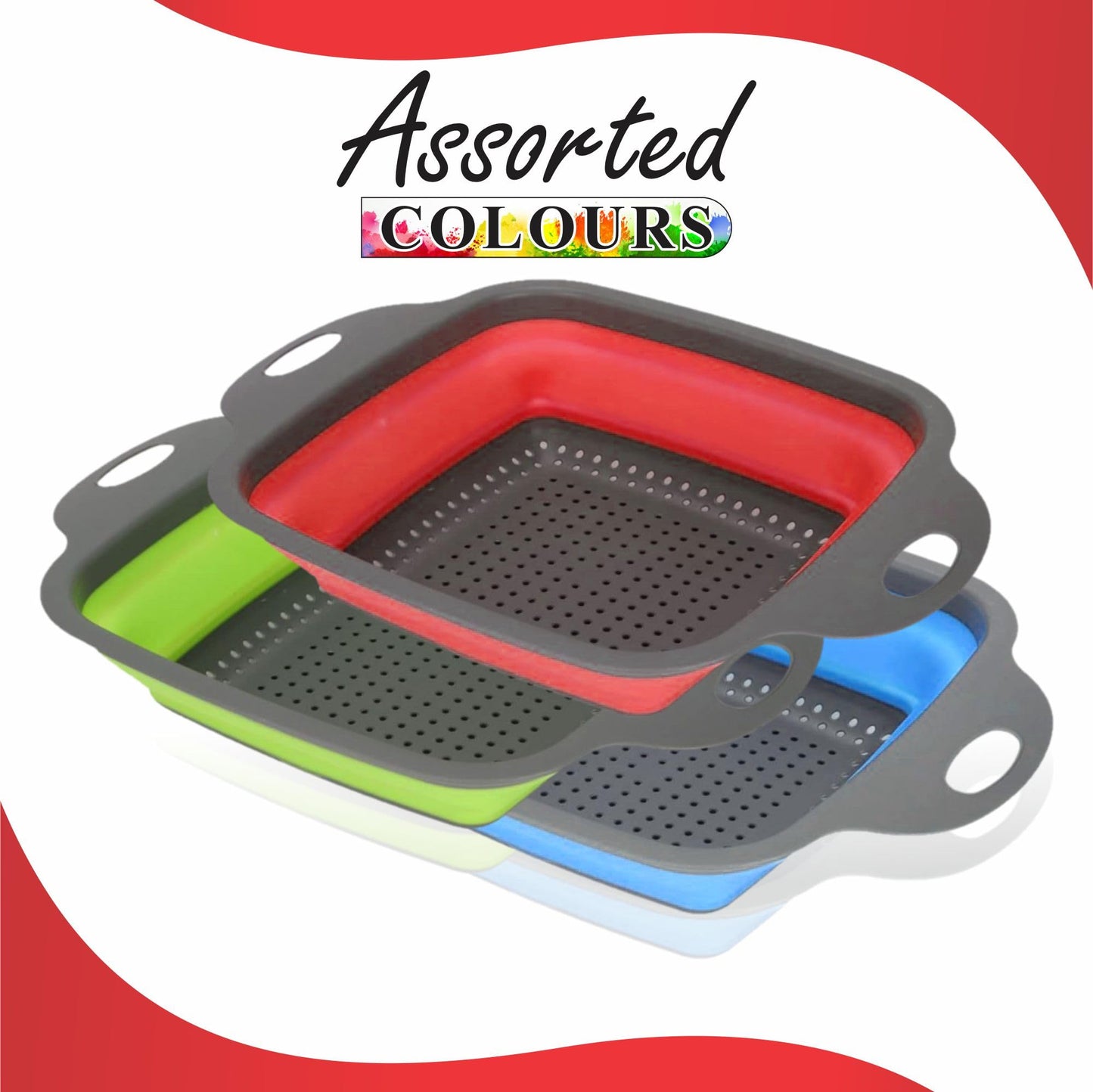 Collapsible Colander Foldable Basket with Handle Square Food Strainer Drain Storage Basket for Draining Pasta Fruits Vegetables  (1Pc)