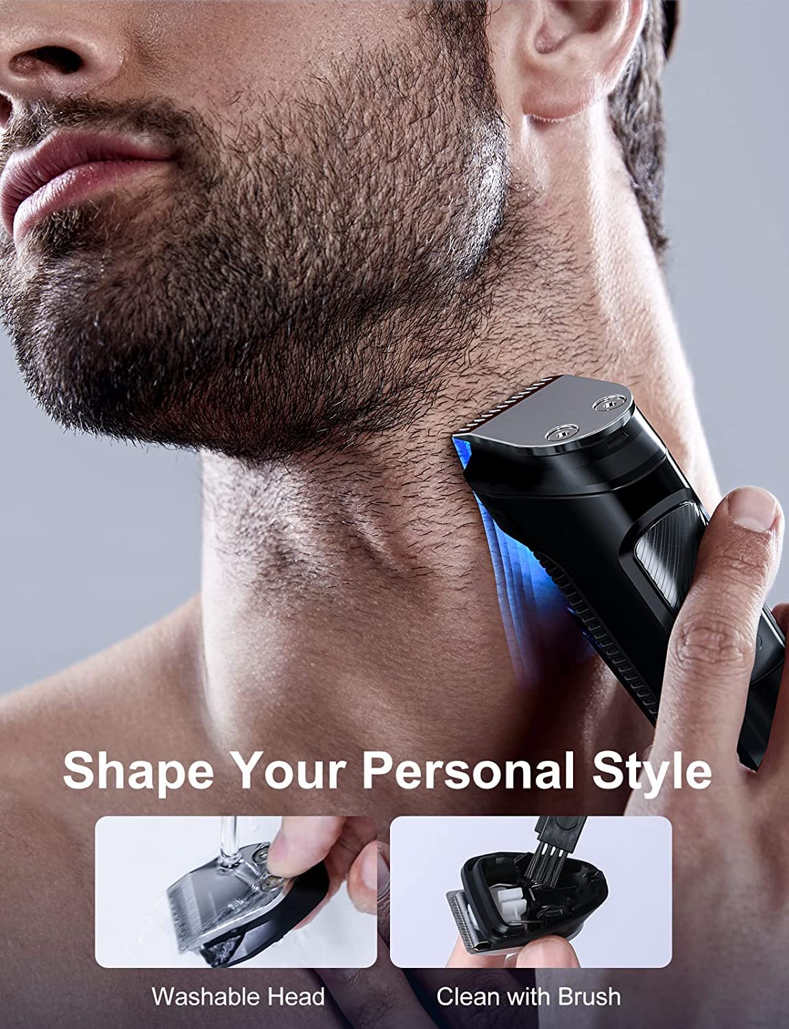 9 in 1 Mens Hair Trimmers, Cordless Rechargeable Hair Clippers with 7 Limit Combs, Stainless Steel Blades, 100% Waterproof Extra Long Life