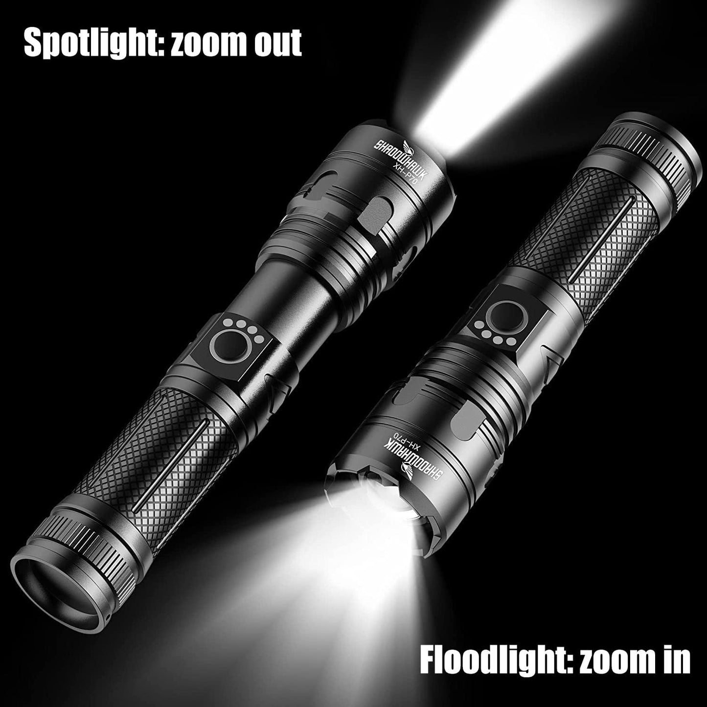 Torches LED Super Bright, Rechargeable P70 450000 Lumens Powerful Military Tactical Flashlight Rechargeable Battery Torch for Dog Walking Hiking