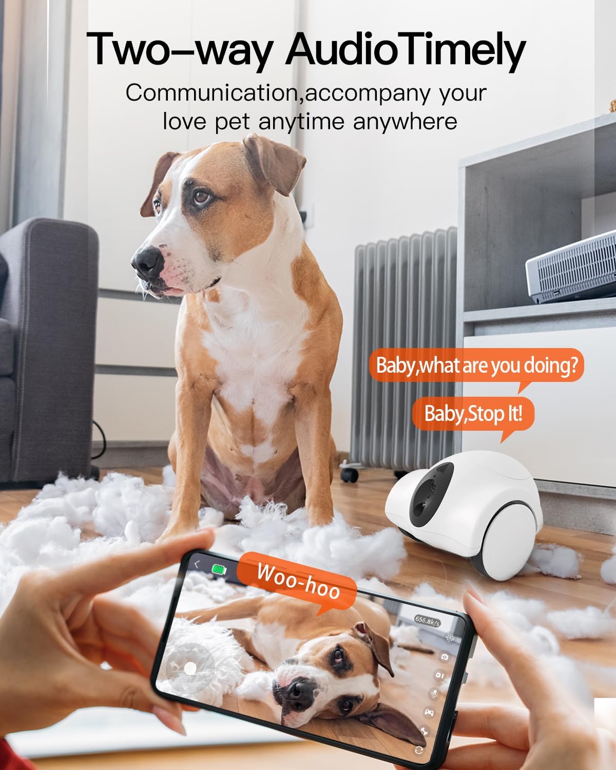 GULIGULI Dog Camera, Pet Camera for Dogs & Cats, Full House Mobile Monitoring, 2 Way Talk, 15-Day Long Endurance, No Monthly Fee, Cat Laser (2.4G WiFi ONLY)