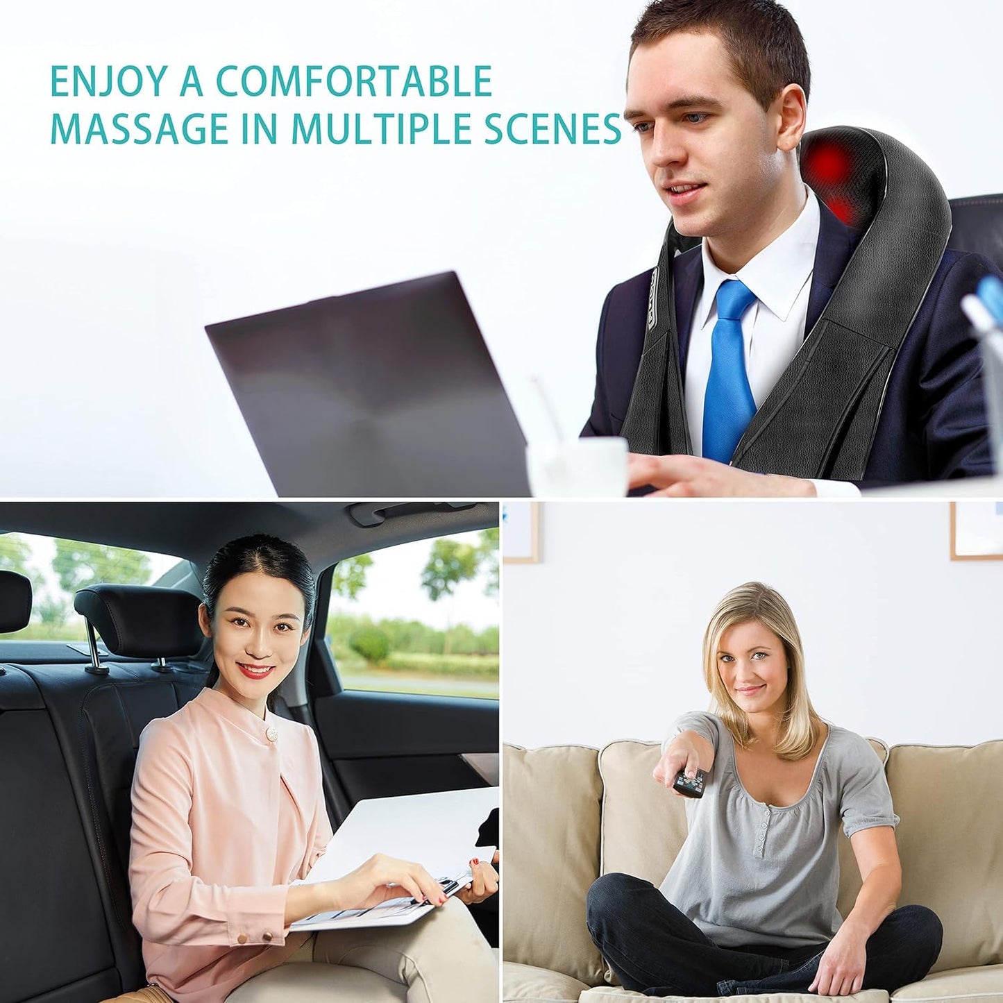 AERLANG Neck Massager,Shiatsu Neck and Back Massager with Heat, Deep Kneading Shoulder Massager, Waist Massage Pillow for Home and Office Use,Fathers Day Gift Ideas Fathers Day Dad Gifts(NOT Cordless)