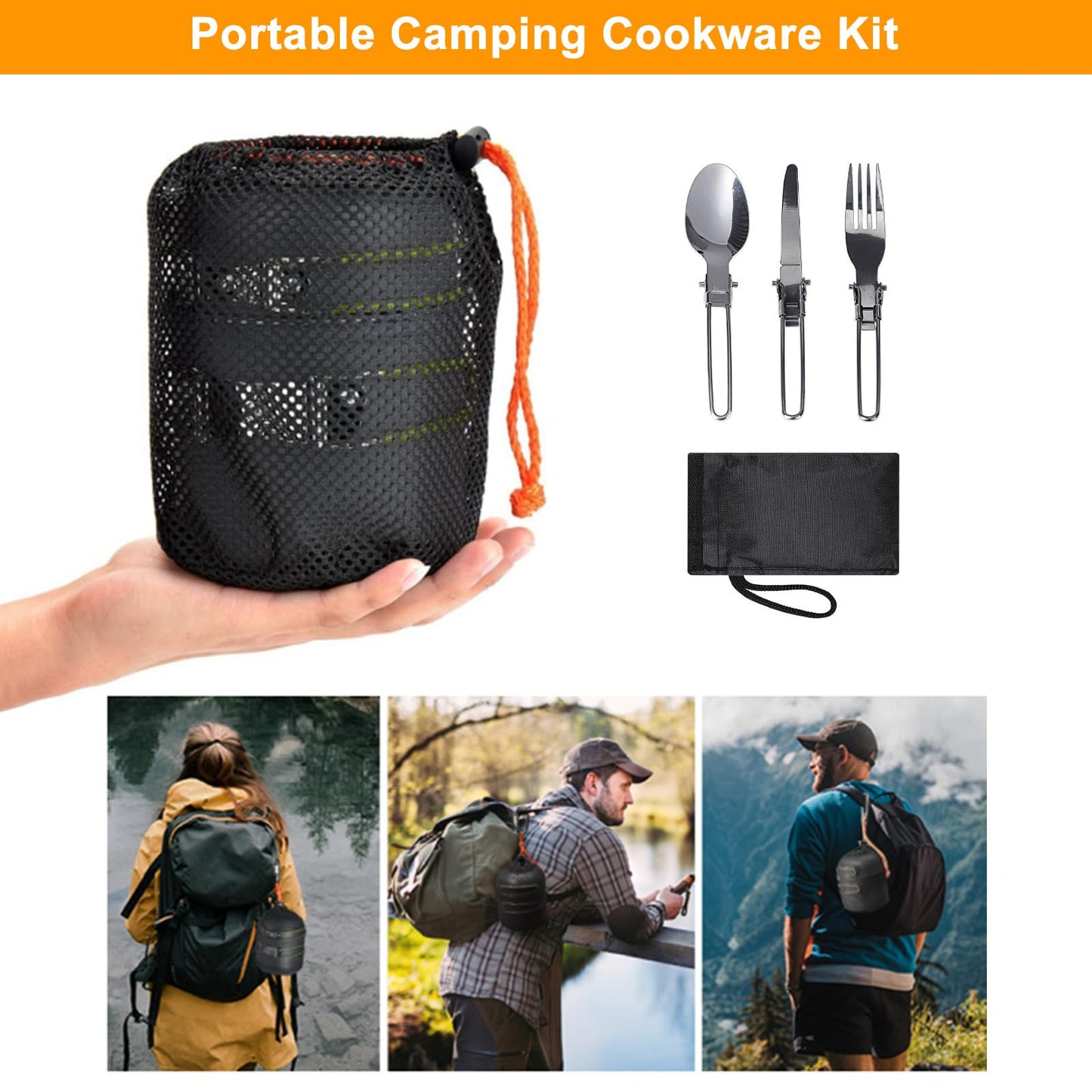 Camping Cookware Mess Kit Backpacking Pot Gear Camping Cooking Pots and Pans Set Camp Kitchen Equipment Accessories Green One Size