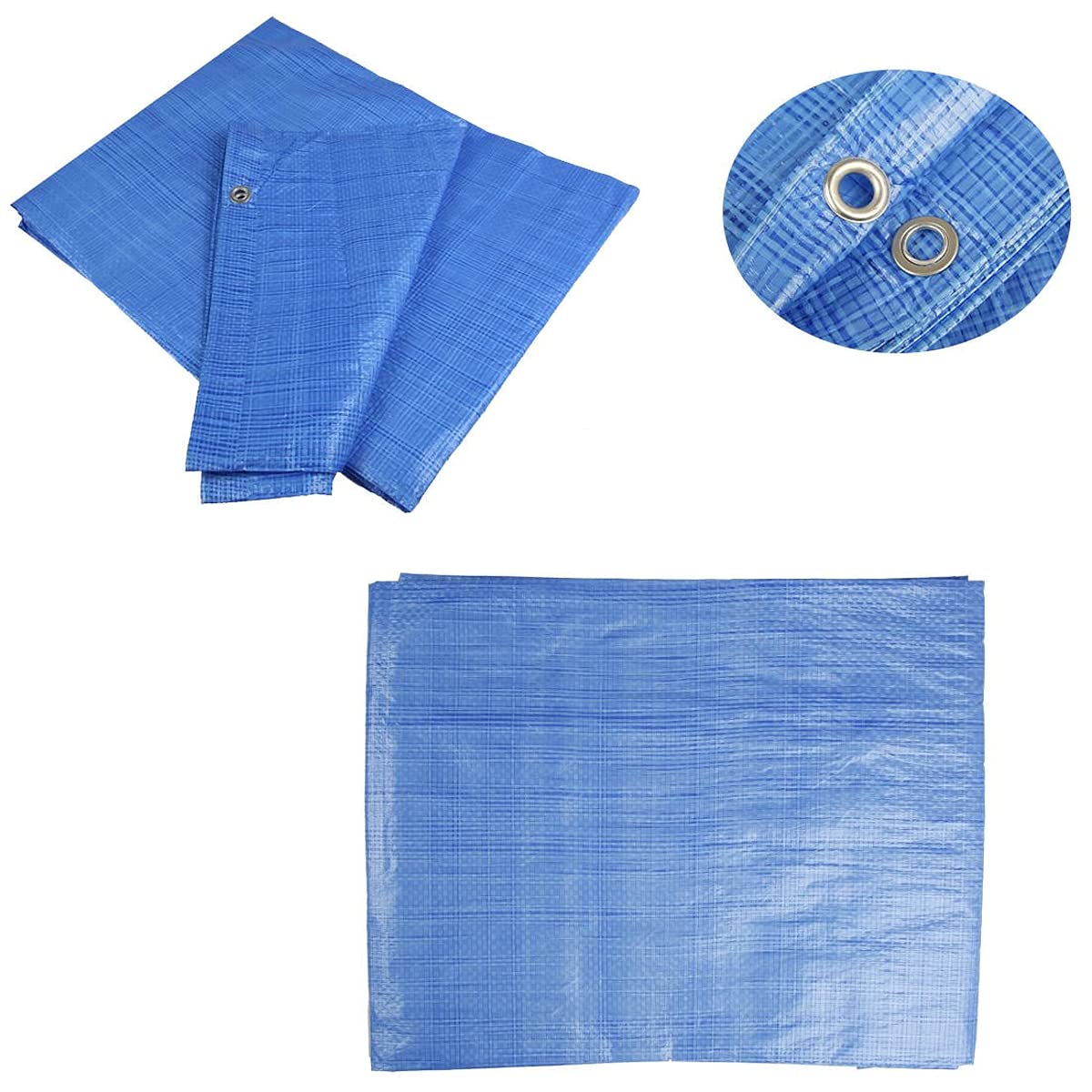 3 x 3 m Blue Tarpaulin Waterproof Tarp Sheet Cover, Groundsheet - Waterproof, Weatherproof, Frost-Resistant, UV Protection, Universal, Multipurpose, Reinforced Eyelets