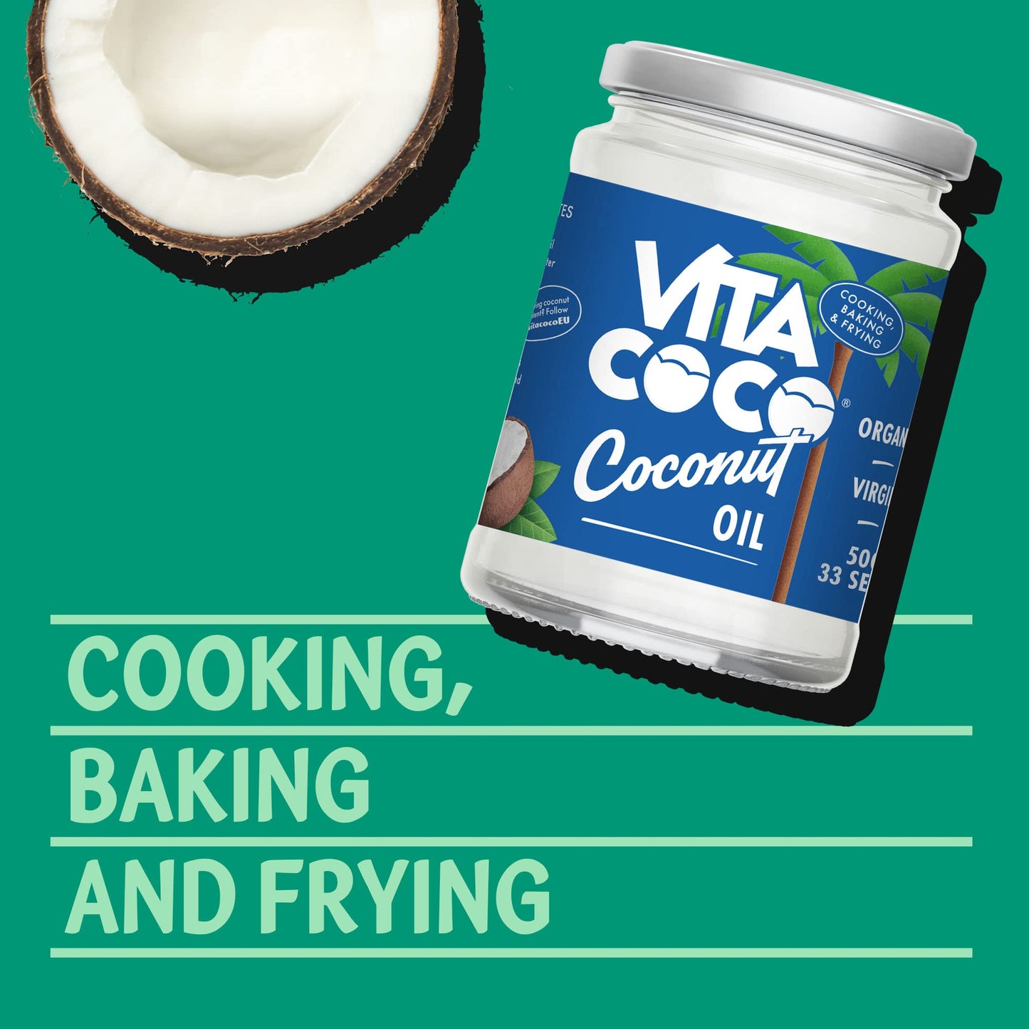 Vita Coco Organic Coconut Oil, Extra Virgin, Cold Pressed, Keto, Gluten Free, Use as Cooking Oil, Skin Moisturiser or Hair Shampoo, 500 ml (Pack of 1)