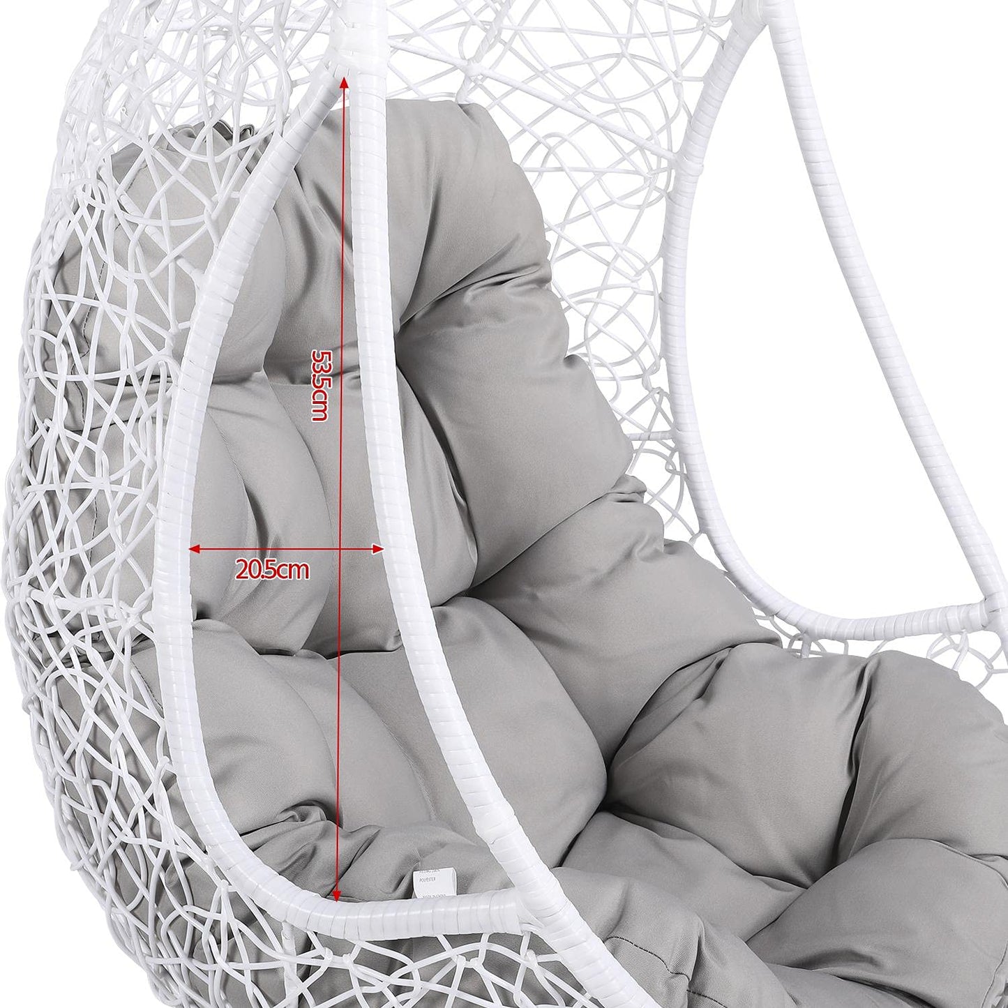 Yaheetech Hammock Chair Rattan Swing Chair, Hammock Chair Garden Swing Chair Patio Hanging Chair Indoor/Outdoor with Soft Cushion Armrest Design White