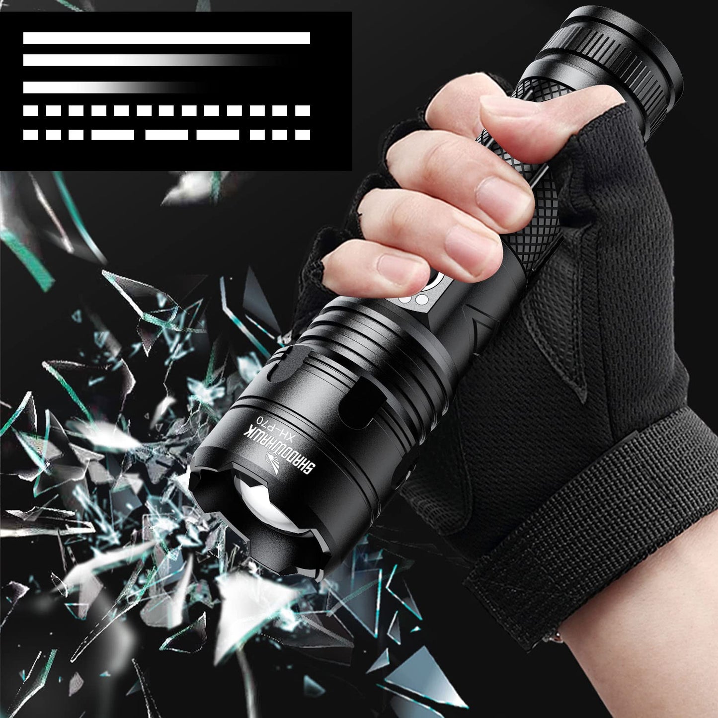 Torches LED Super Bright, Rechargeable P70 450000 Lumens Powerful Military Tactical Flashlight Rechargeable Battery Torch for Dog Walking Hiking