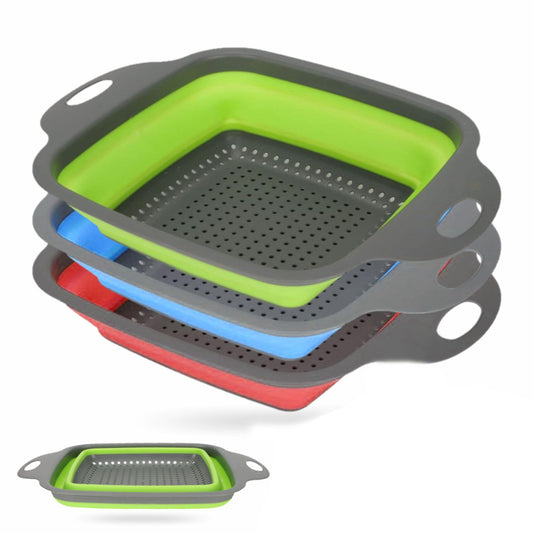 Collapsible Colander Foldable Basket with Handle Square Food Strainer Drain Storage Basket for Draining Pasta Fruits Vegetables  (1Pc)