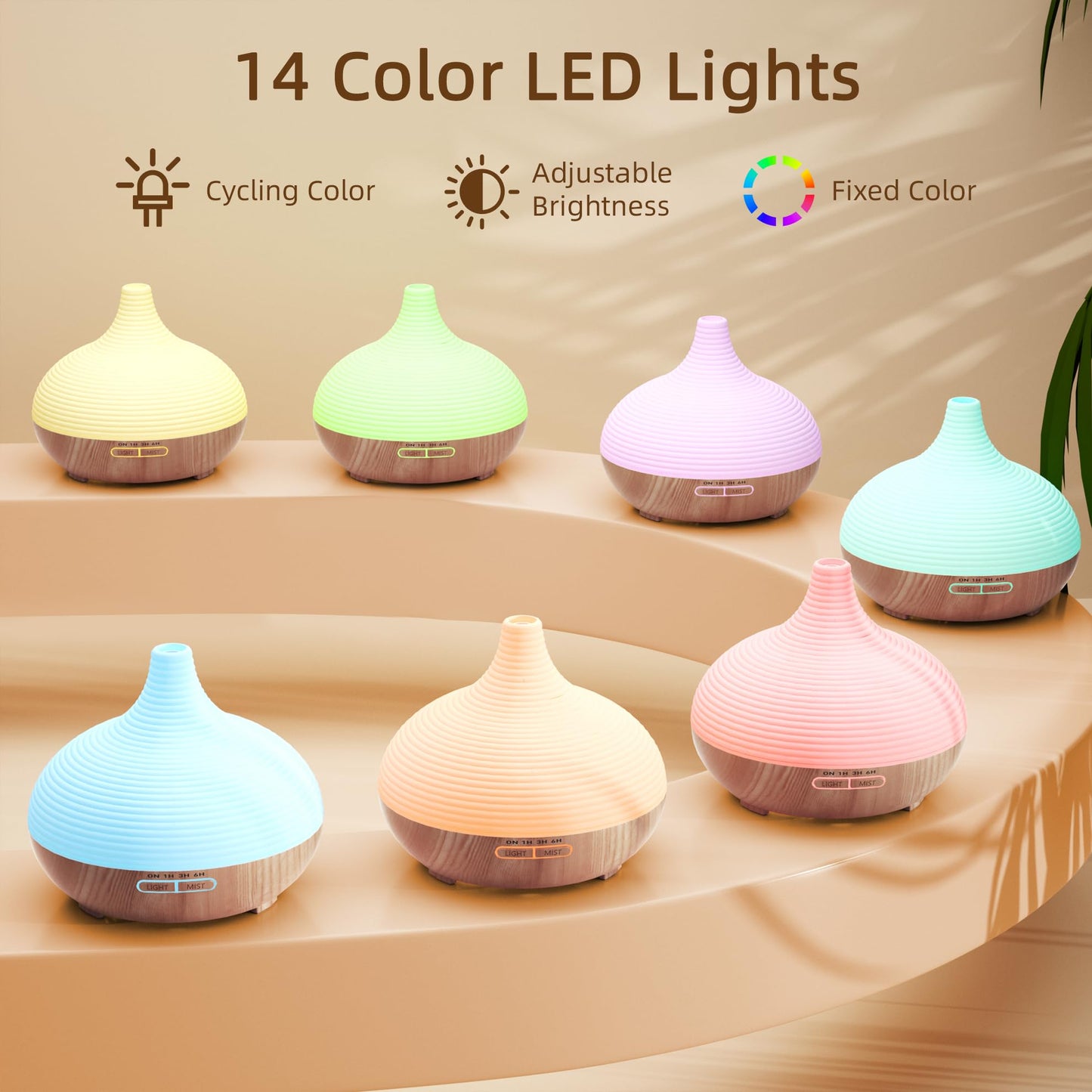 ASAKUKI Essential Oil Diffusers, 300ML 5 in 1 Ultrasonic Aromatherapy Fragrant Oil Humidifier Vaporizer with Auto Shut Off, 4 Timing Set, 7 LED Lights for Home Office Sleep
