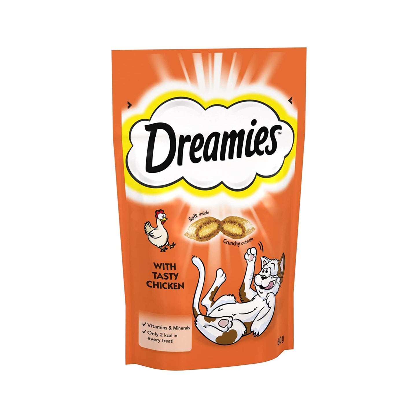 Dreamies Cat Treats Bundle of Tasty Snacks with Scrumptious Chicken, Cheese & Catnip Flavours | Cat Biscuits | Cat Treats for Indoor | Kitten Treats | No Artificial Colours | 60g
