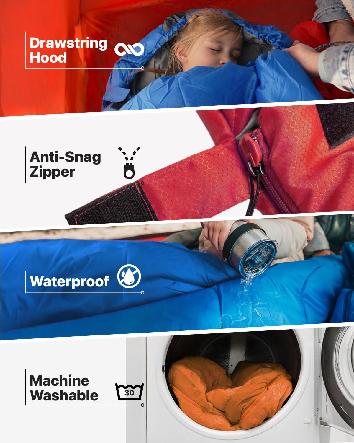 MalloMe Sleeping Bags for Adults & Kids Sleeping Bag 3-4 Season - Ultralight Backpacking Sleeping Bag Cold Weather & Warm, Lightweight Compact, Single Adult Girls Boys Winter Sleep Camping Accessories