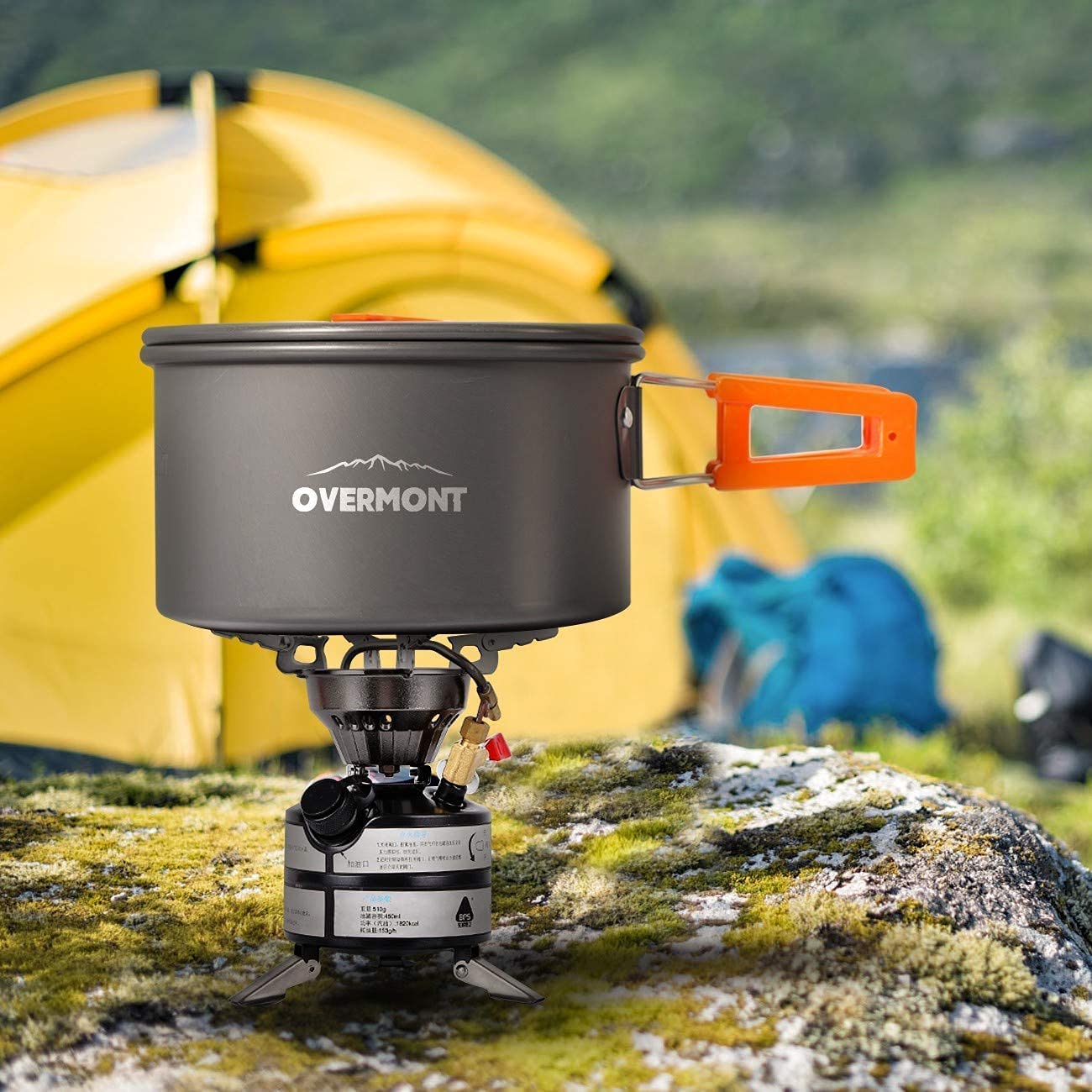 OVERMONT Camping Cookware Set Outdoor Cooking Kettle Mess Kit Pots Pans Ultralight Portable for Backpacking Hiking Picnic Fishing Mountaineering