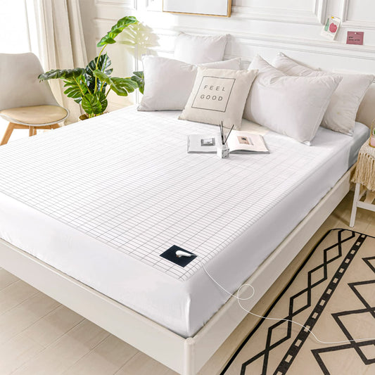 Grounding Fitted Sheet King Size, Grounding Sheet Conductive Sheet with Silver Fiber Therapy for Better Sleep Reduce Stress Pain (Beige, King(60 * 80 * 14 inch))