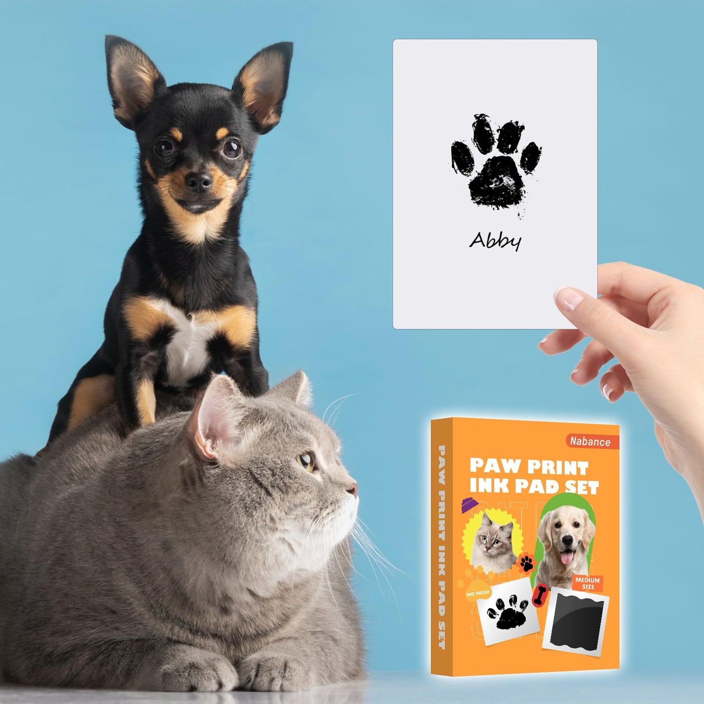 Nabance Baby Handprint and Footprint Kit, Paw Print Kit for Dogs & Cats, 4 Inkless Print Pads, 8 Imprint Cards, Dog Paw Print Kit, Pet Paw Stamp Pads, Pawprint Family Keepsake Kit, Medium Size