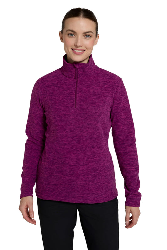 Mountain Warehouse Snowdon Womens Fleece Top - Warm Pullover, Lightweight Sweater, Half Zip, Quick Drying - Travelling Grape Women's Size 14