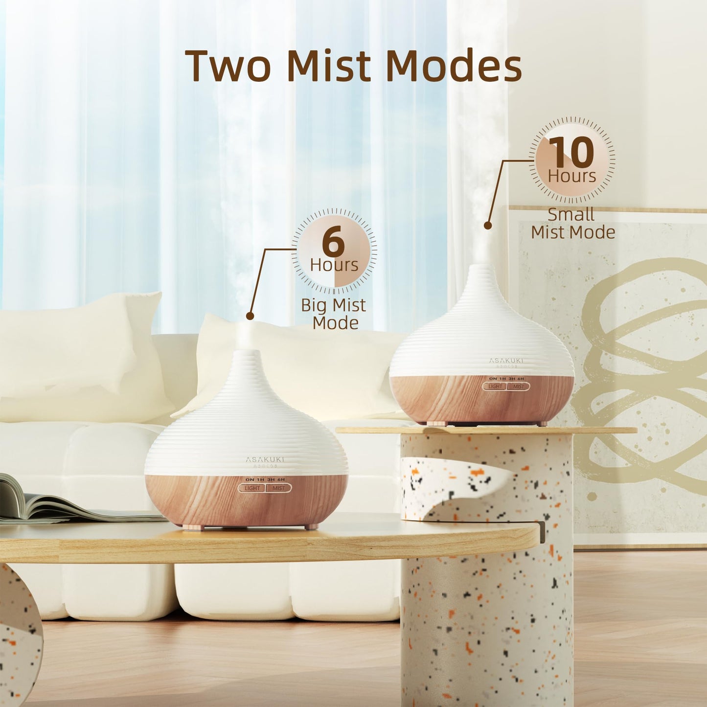 ASAKUKI Essential Oil Diffusers, 300ML 5 in 1 Ultrasonic Aromatherapy Fragrant Oil Humidifier Vaporizer with Auto Shut Off, 4 Timing Set, 7 LED Lights for Home Office Sleep
