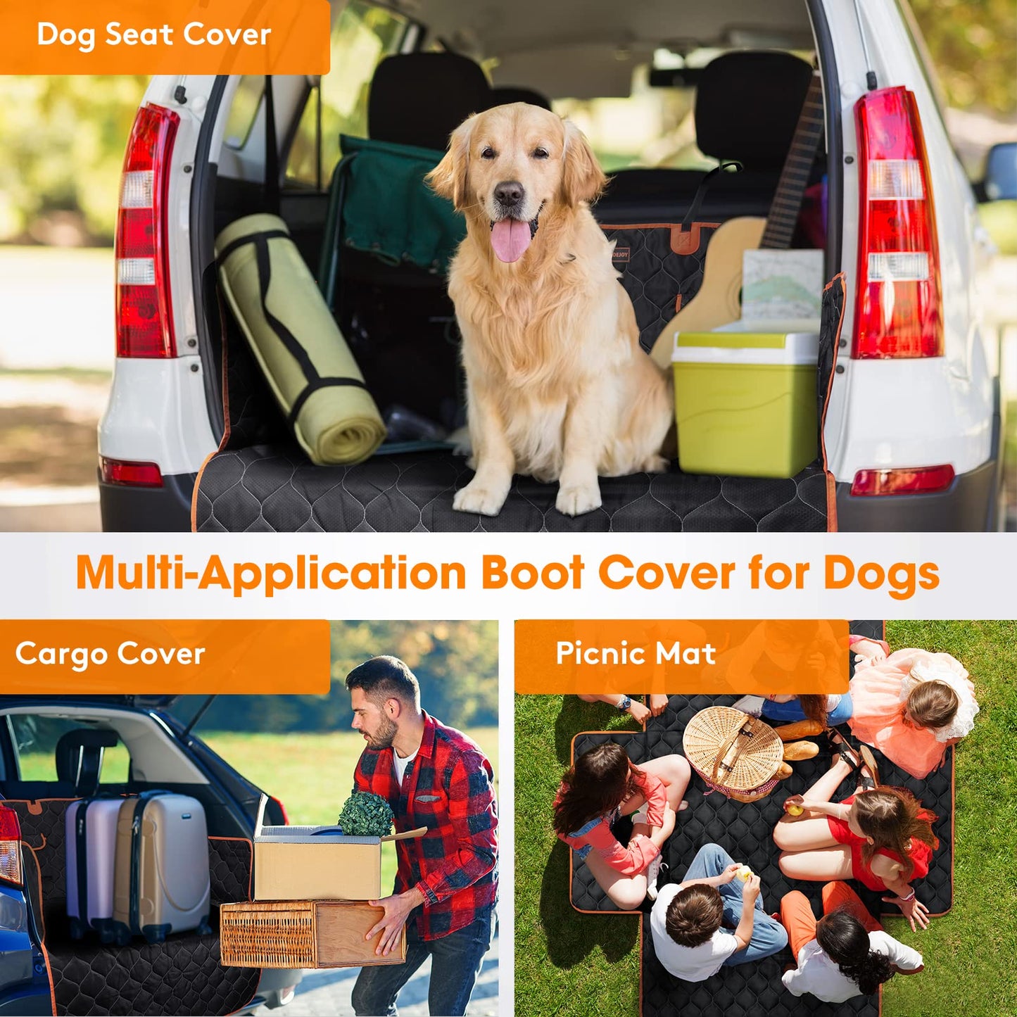 JOEJOY Car Boot Protector, Nonslip Waterproof Dog Car Seat Cover with Enduring Antifouling Liner, Side Protection and Easy to Clean, Boot Protector Blanket for Car, Truck, SUV