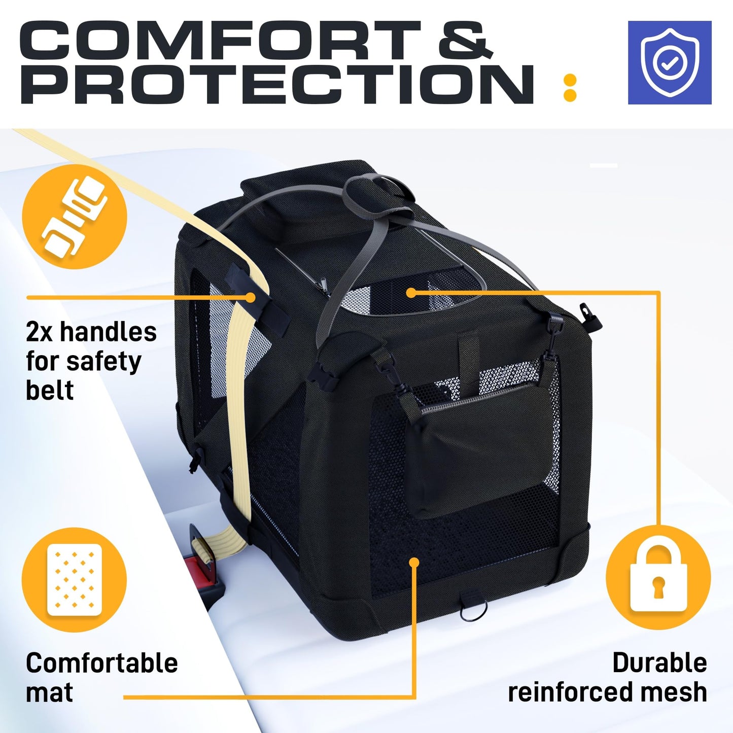 PETPROVED Dog Travel Crate Dog Carrier Cat Carrier Large Pet Carrier for Medium Dogs Puppy Carrier Soft Fabric Dog Car Crate Collapsible for Car