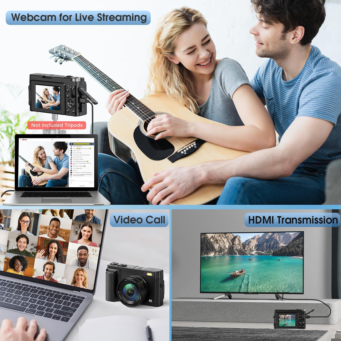 Digital Camera,Oiadek 4K 48MP Autofocus Vlogging Camera with 32G Memory Card 16X Digital Zoom,Compact Digital Camera with 3.0 inch 180° Flip Screen and Battery charger for Teenagers, Beginners,Adults