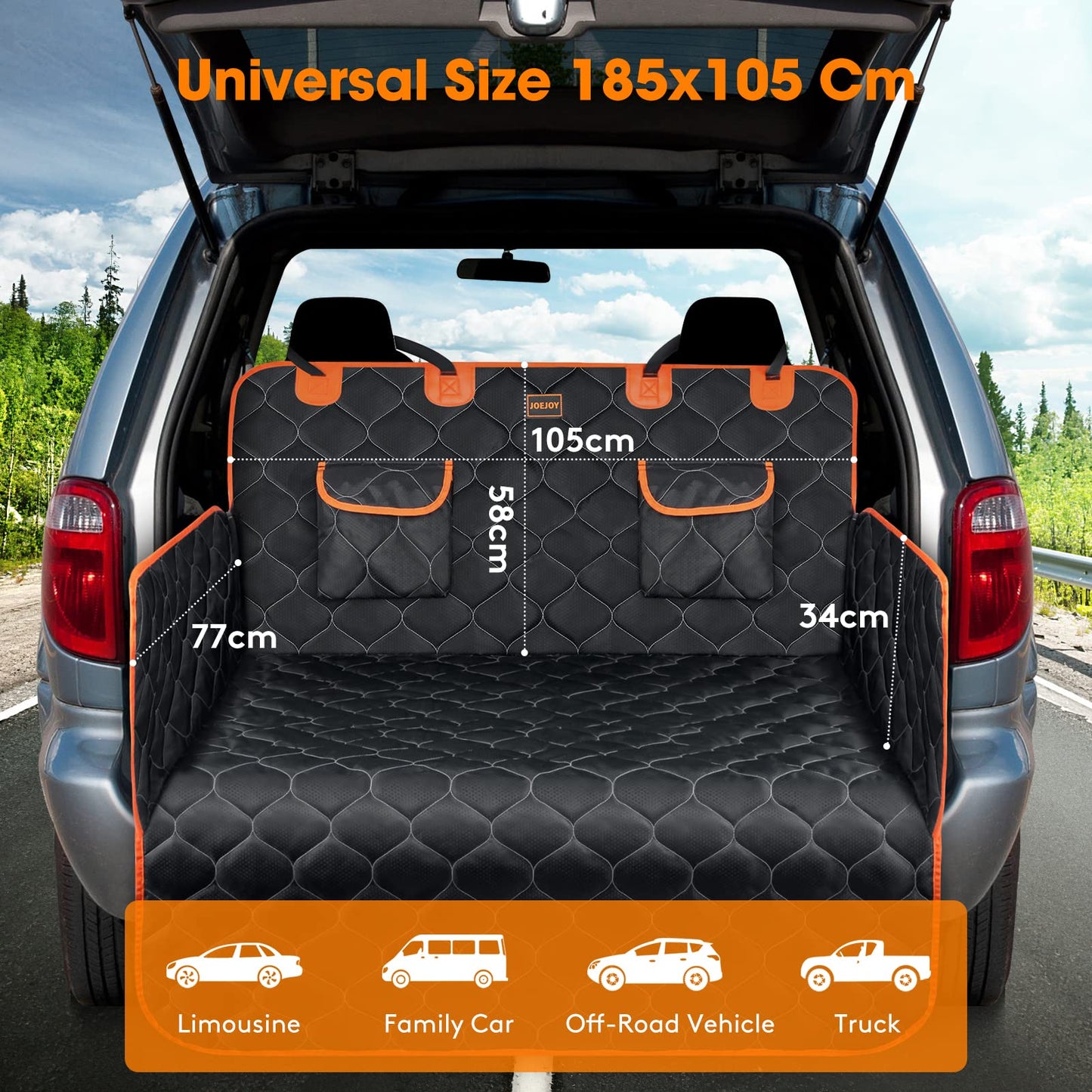 JOEJOY Car Boot Protector, Nonslip Waterproof Dog Car Seat Cover with Enduring Antifouling Liner, Side Protection and Easy to Clean, Boot Protector Blanket for Car, Truck, SUV